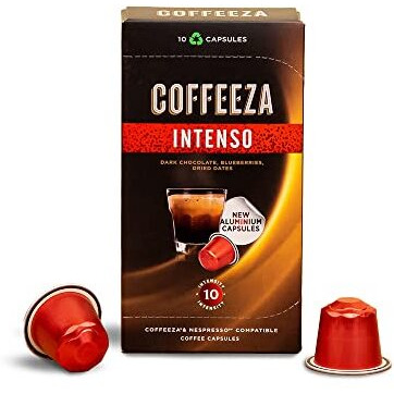 COFFEEZA Intenso Aluminium Coffee Capsules, Intensity-10, Nespresso Compatible Coffee Pods|Box Of 6 (60 Capsules, 590 Gram)