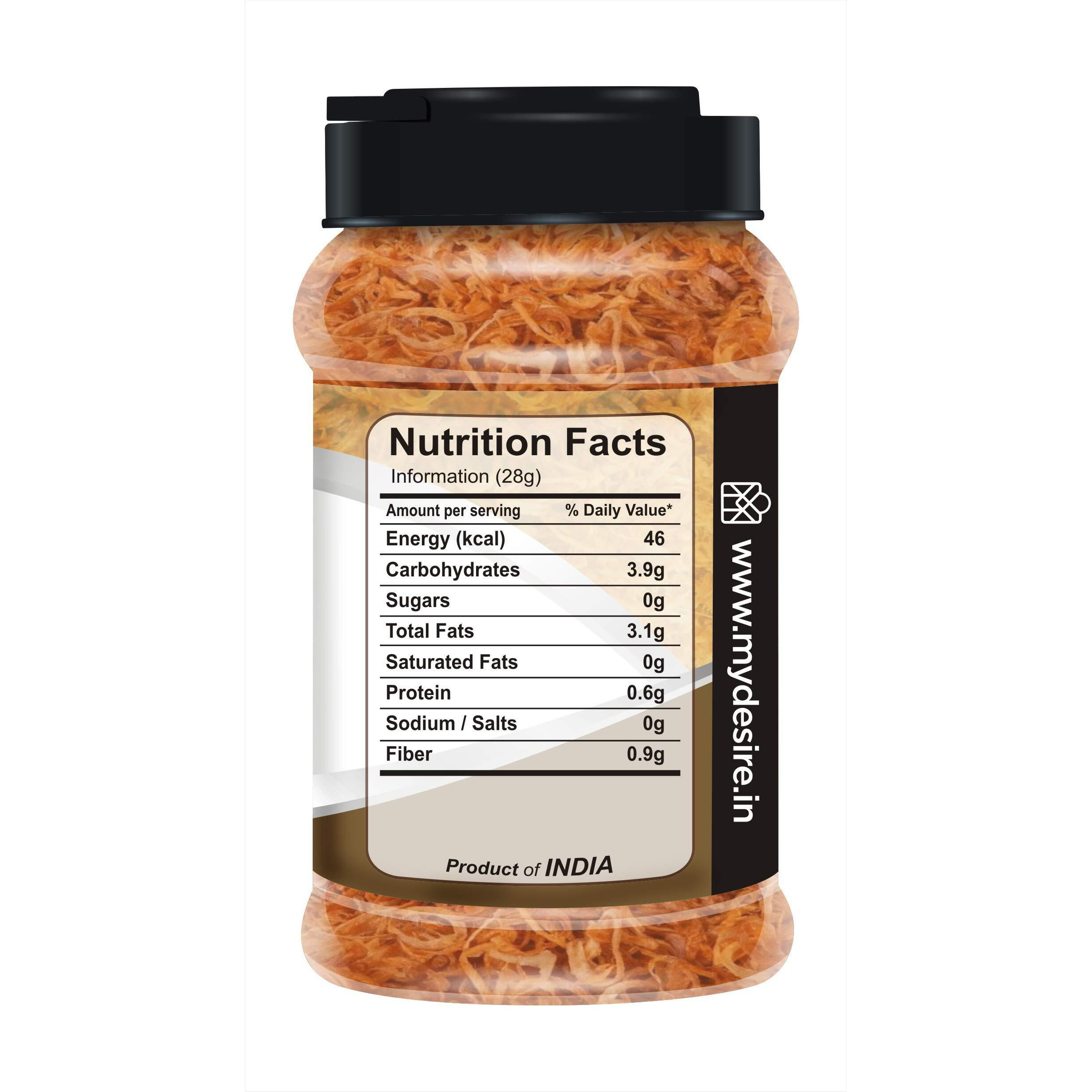 Desire Golden Fried Onion 500 Gram | Pack of 2 in Jar Flakes |Birista | Fried Pyaz Used for Biryani, Gravies, Indian Curries
