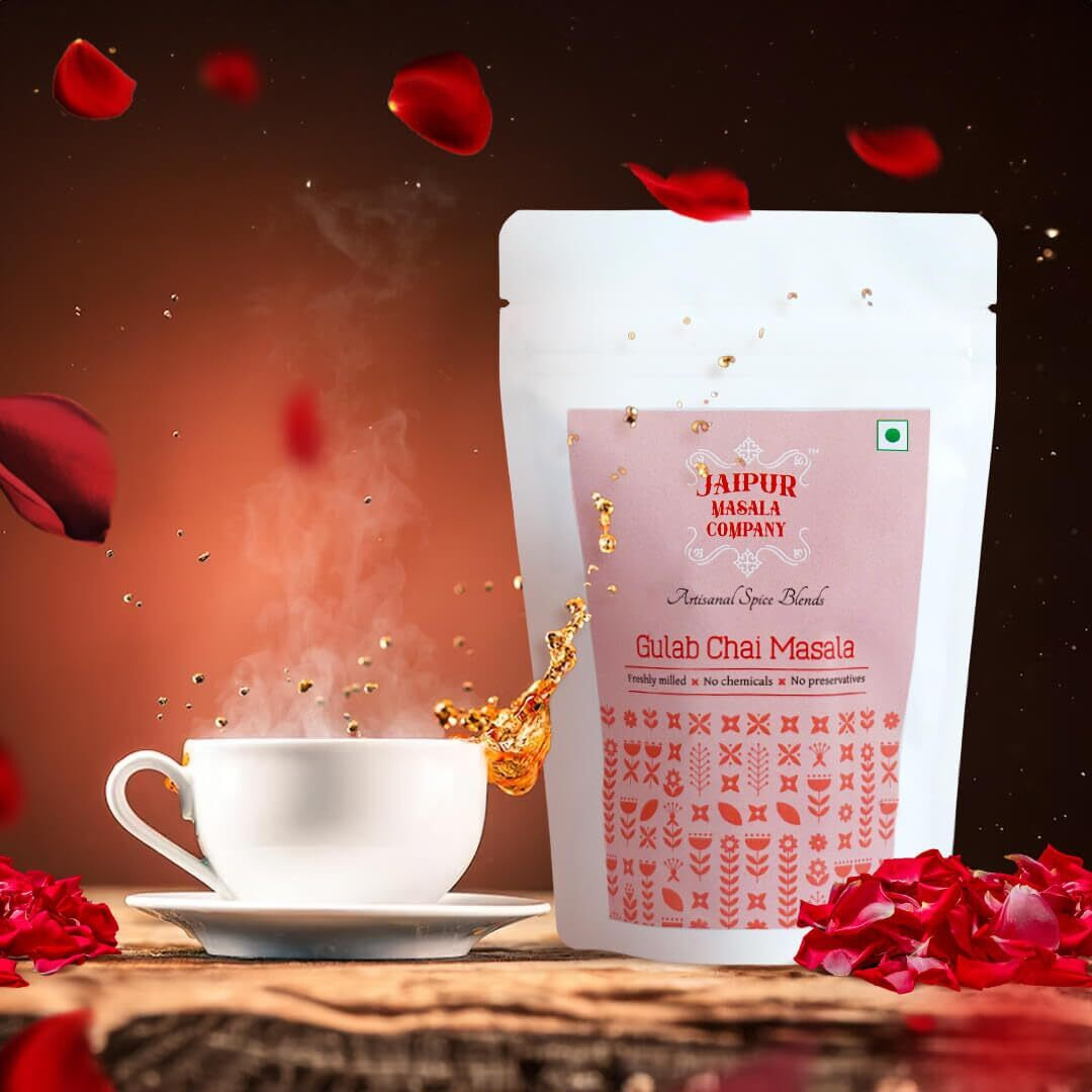 Jaipur Masala Company - Gulab Chai Masala 100 gm | With Premium Rose Petals, 100% Natural, 8 Premium Spices, For Tasty Masala Tea