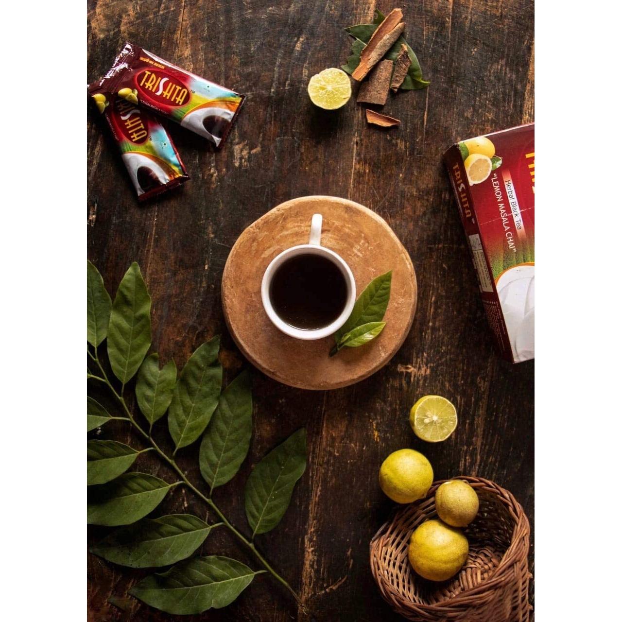 Trishta Lemon Masala Tea Barni 200gm | Herbal infused beverage | All natural | Single pack|Powder|Ginger