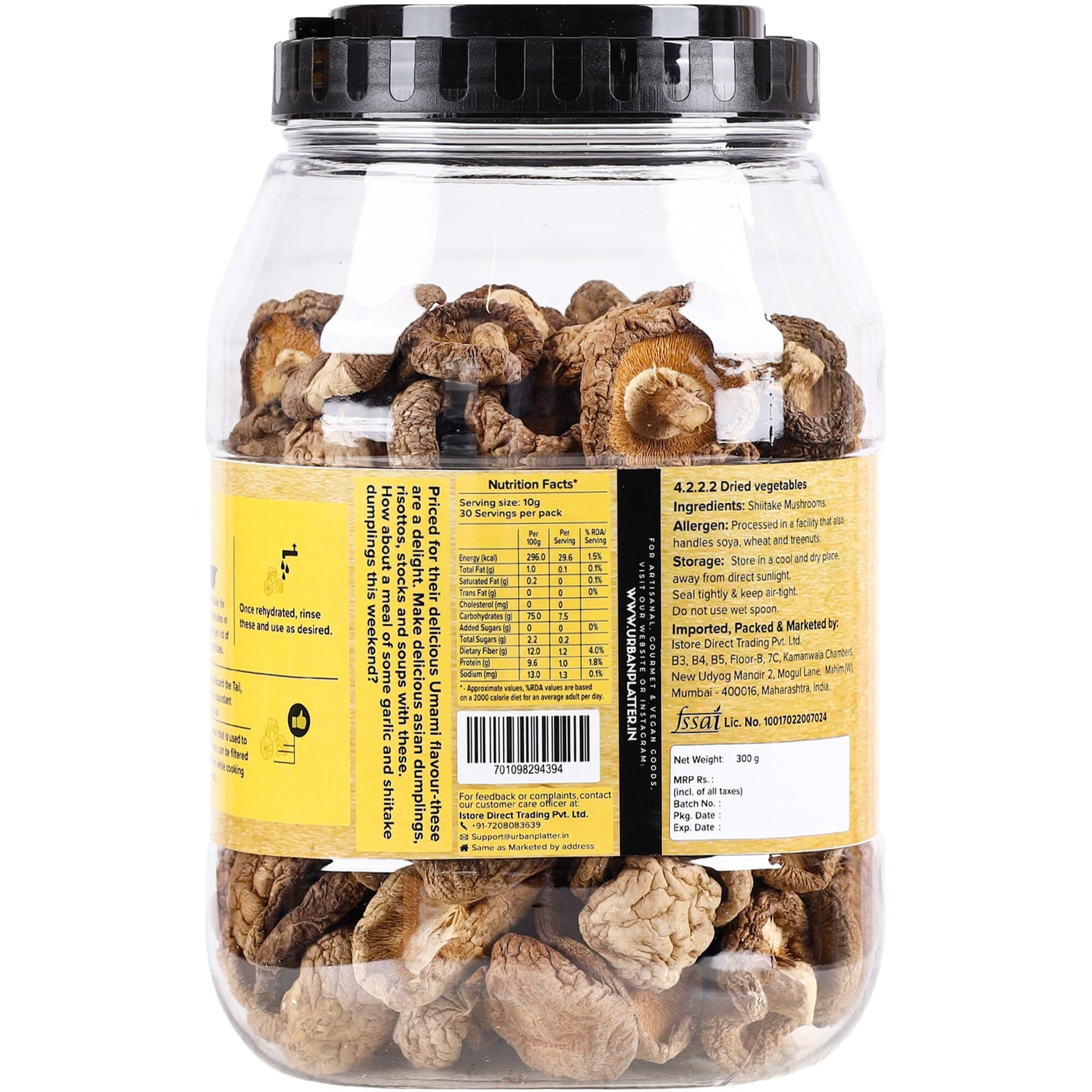 Urban Platter Dried Shiitake Mushrooms, 300g (Perfect for Asian Food and Sushi)