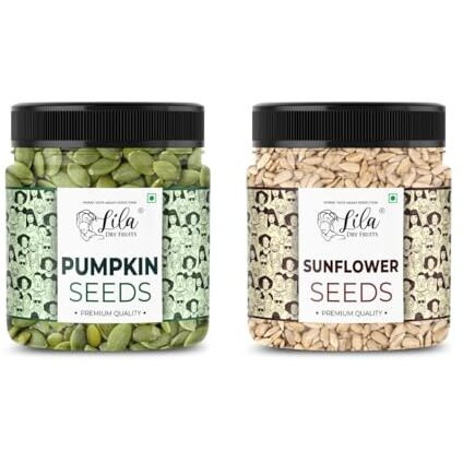 LILA DRY FRUITS Sunflower & Pumpkin Seeds Combo 250 Gms Jar Each for Healthy heart, Restful sleep, Boosted energy and Weight management Immunity Booster Diet Food - All Premium |HEALTHY SNACKS