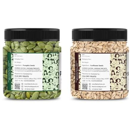 LILA DRY FRUITS Sunflower & Pumpkin Seeds Combo 250 Gms Jar Each for Healthy heart, Restful sleep, Boosted energy and Weight management Immunity Booster Diet Food - All Premium |HEALTHY SNACKS