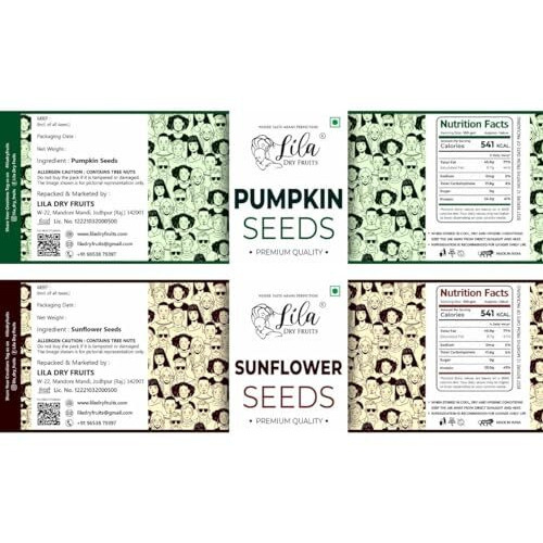 LILA DRY FRUITS Sunflower & Pumpkin Seeds Combo 250 Gms Jar Each for Healthy heart, Restful sleep, Boosted energy and Weight management Immunity Booster Diet Food - All Premium |HEALTHY SNACKS