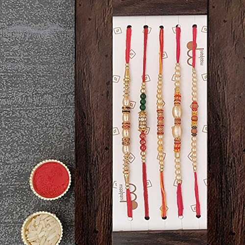 Maalpani Rakhis With And Chocolates Gift Hamper Set | Rakhi Gift For Brother | 5 Pc Rakhi With Dairy Milk Combo Pack |D50411C