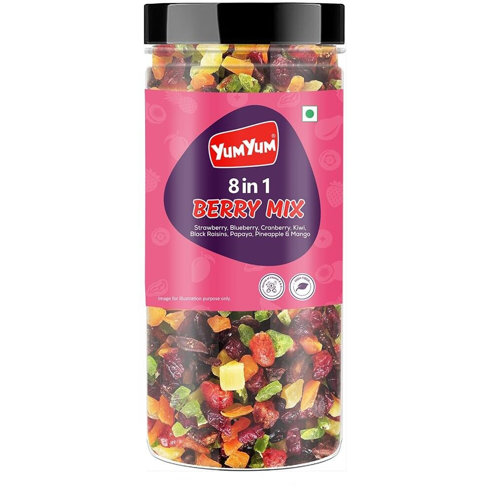 Yum Yum Berries Mix | 250g | 8-In-1 Healthly Snacks Contains Cranberry,Black Raisins,Strawberry & More (Pack of 1)