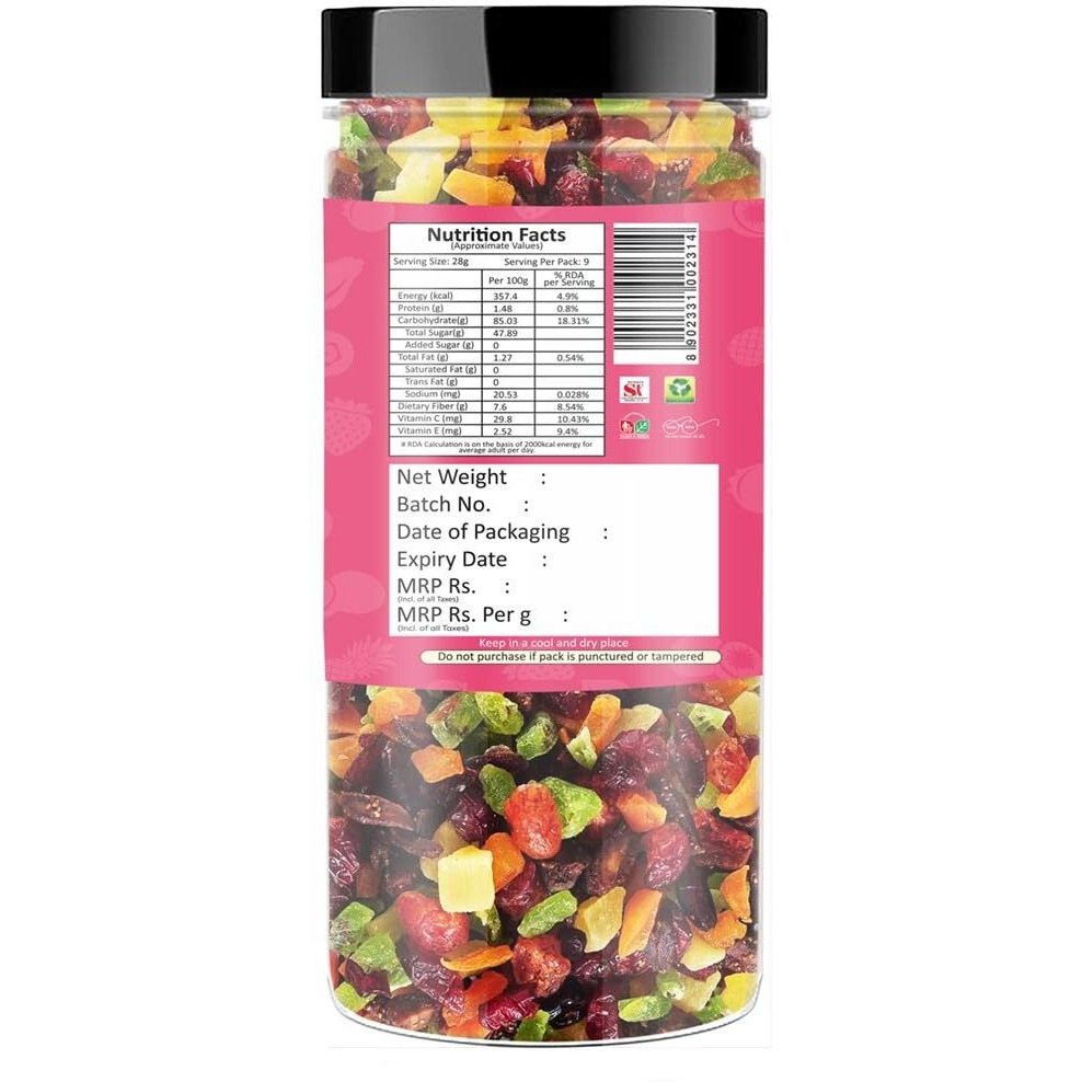 Yum Yum Berries Mix | 250g | 8-In-1 Healthly Snacks Contains Cranberry,Black Raisins,Strawberry & More (Pack of 1)