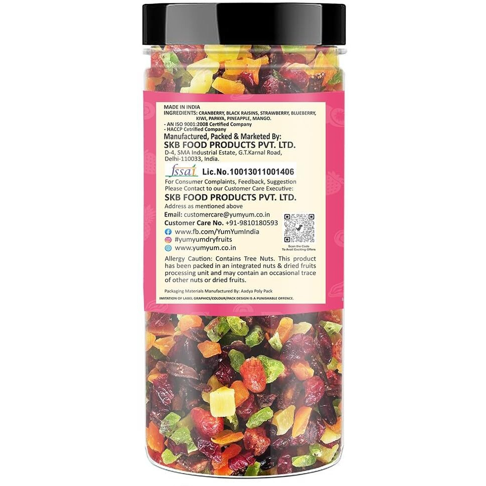 Yum Yum Berries Mix | 250g | 8-In-1 Healthly Snacks Contains Cranberry,Black Raisins,Strawberry & More (Pack of 1)