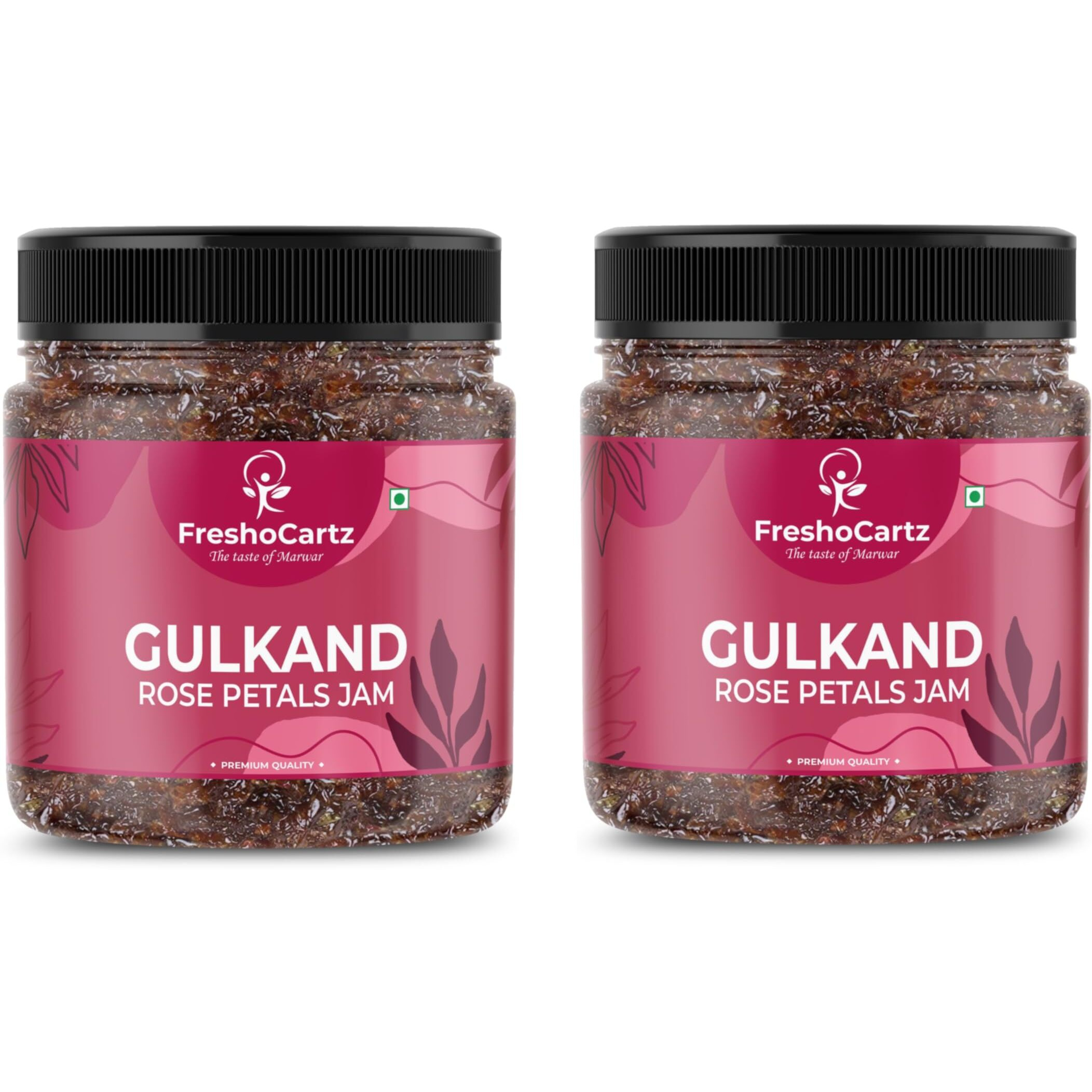 FreshoCartz Himalyan Gulkand | Rose Petal Jam | 100% Sun-Cooked Pure No Artificial Flavours | Digestive & Healthy Rose Gulkand - Jar Pack (400g (Pack of 2))