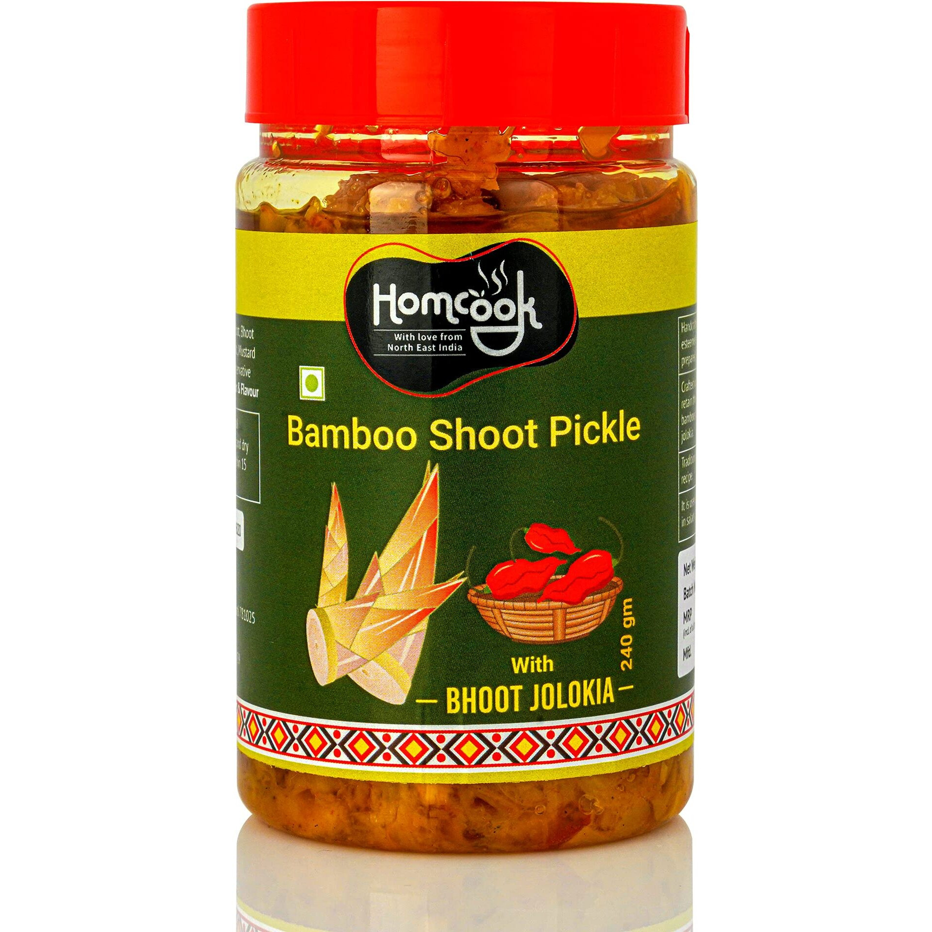 Homcook Bamboo Shoot Bhut Jolokia King Chilli Pickle from Northeast 240G