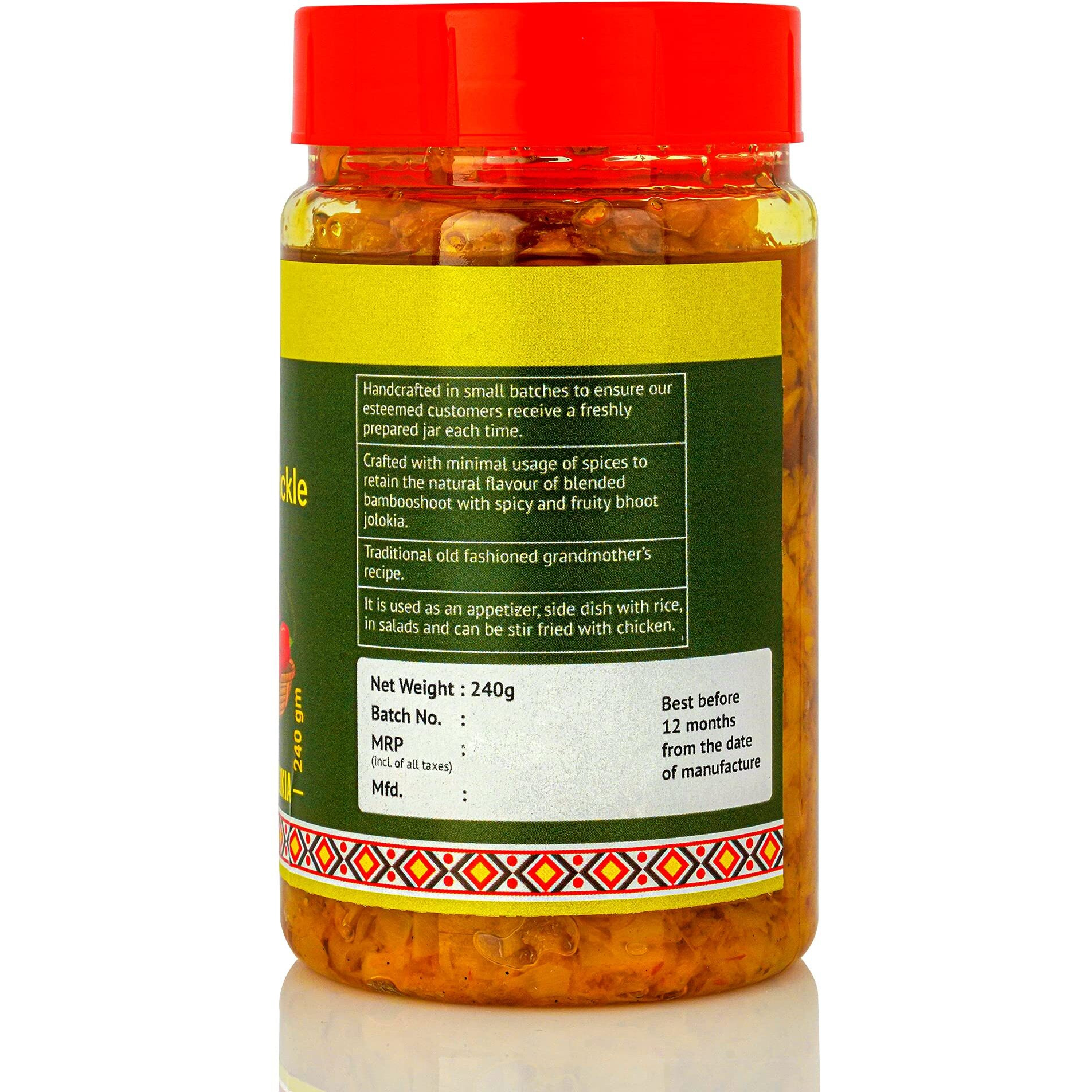 Homcook Bamboo Shoot Bhut Jolokia King Chilli Pickle from Northeast 240G