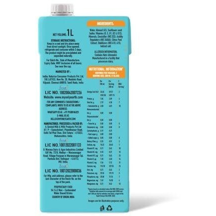 Only Earth Almond Drink | Unsweetened | Lactose-Free | Preservatives Free | Made with Natural Almond Paste | Source of Calcium | Contains Vitamin D,E,B1,B2 & B12 | Dairy Alternative | Cholesterol Free | Plant-Based Alternative | Barista Edition 1L