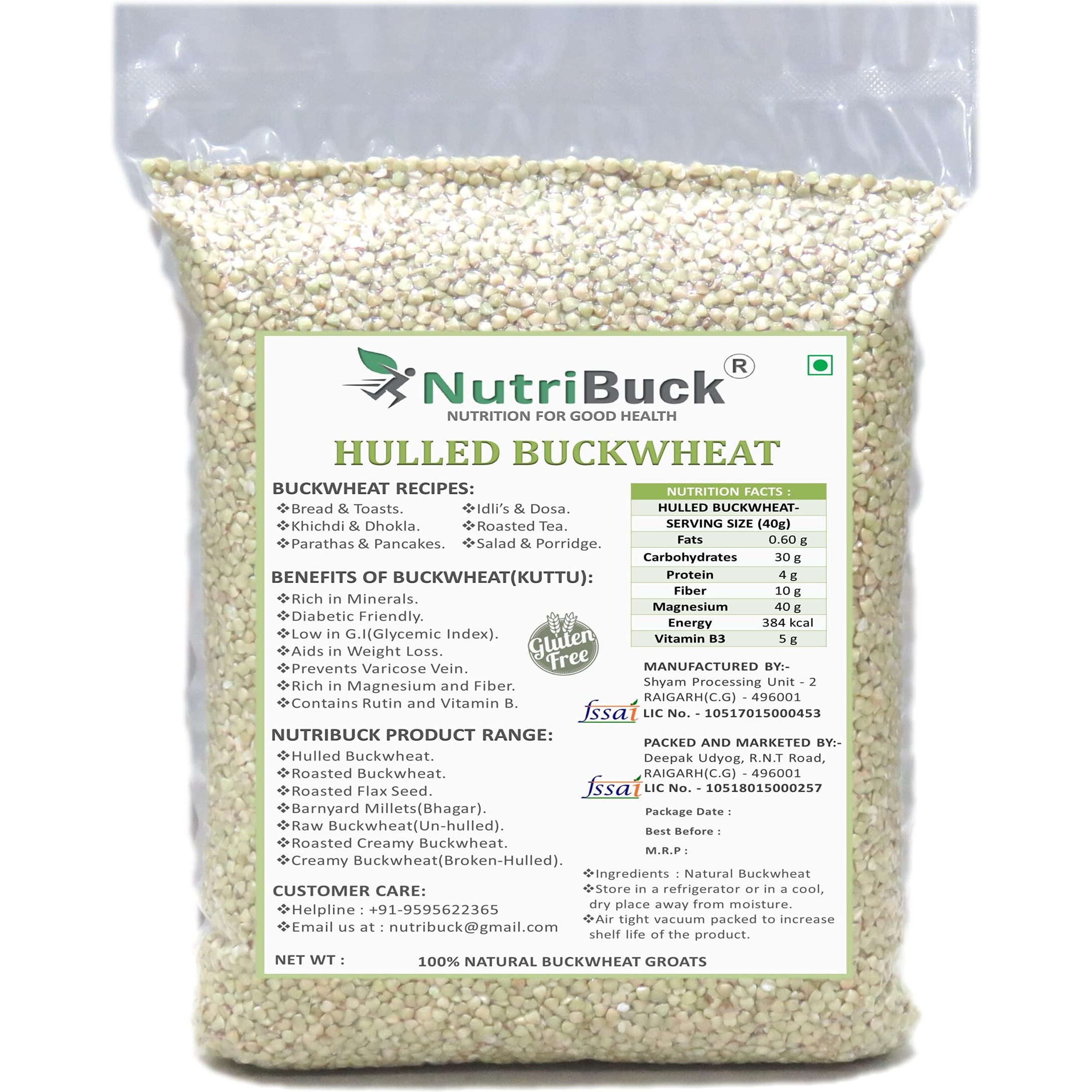 NutriBuck Buckwheat Groats | Hulled | Kuttu-Giri | Gluten-Free (0.900 KG)
