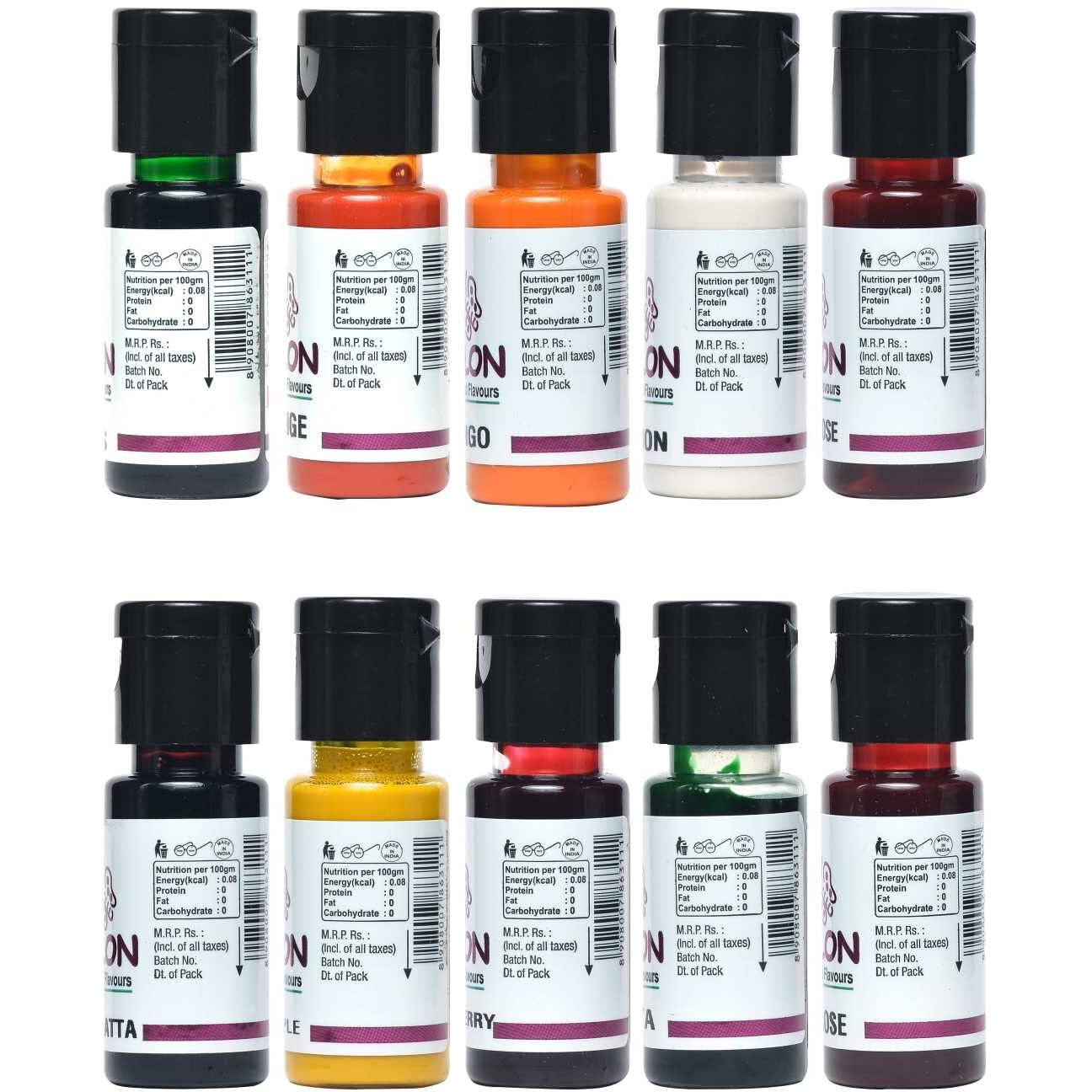 PAPILON Set of 10 Flavouring Emulsions 20ml x 10 Bottles Mixed Fruit Liquid Food Essence (20 ml)