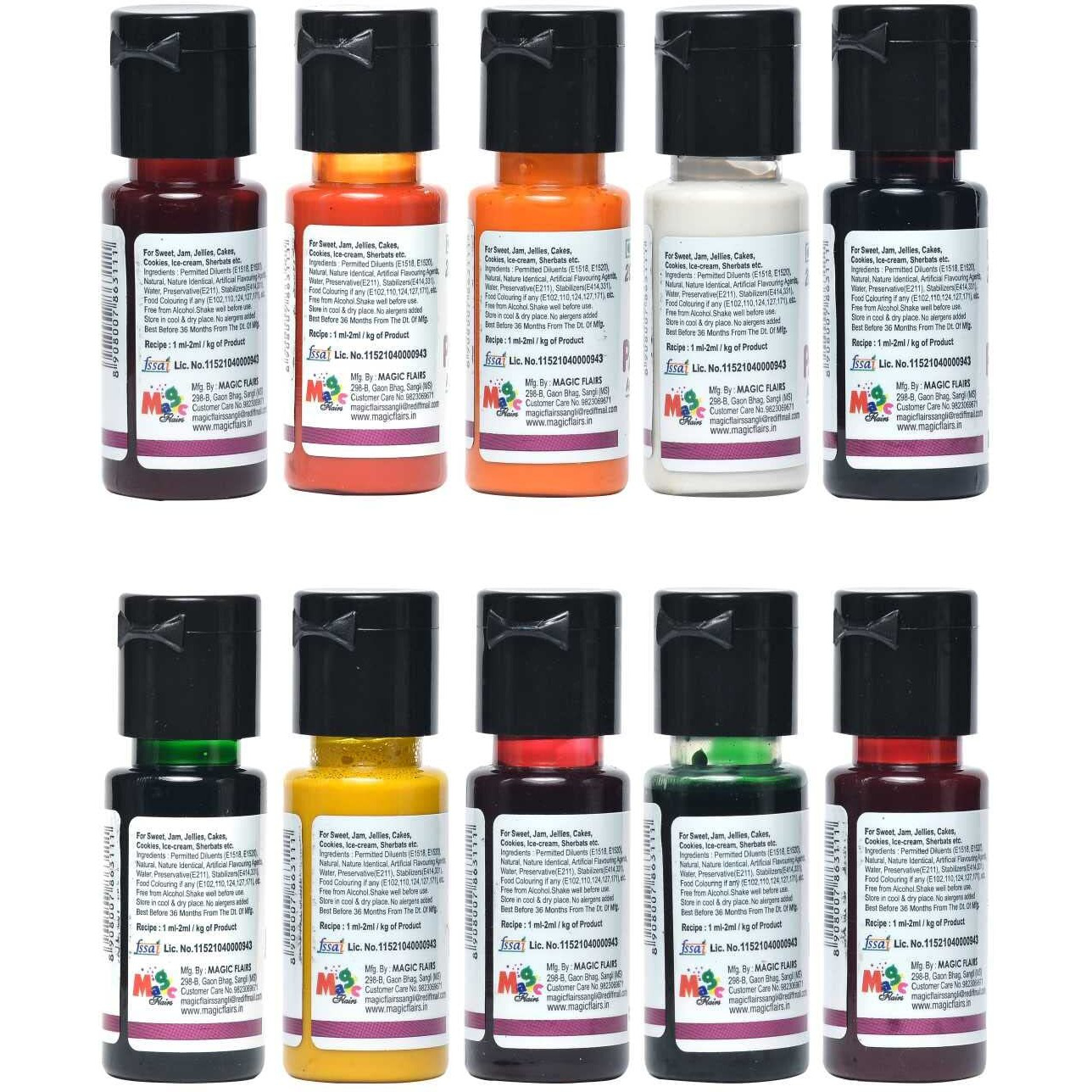 PAPILON Set of 10 Flavouring Emulsions 20ml x 10 Bottles Mixed Fruit Liquid Food Essence (20 ml)