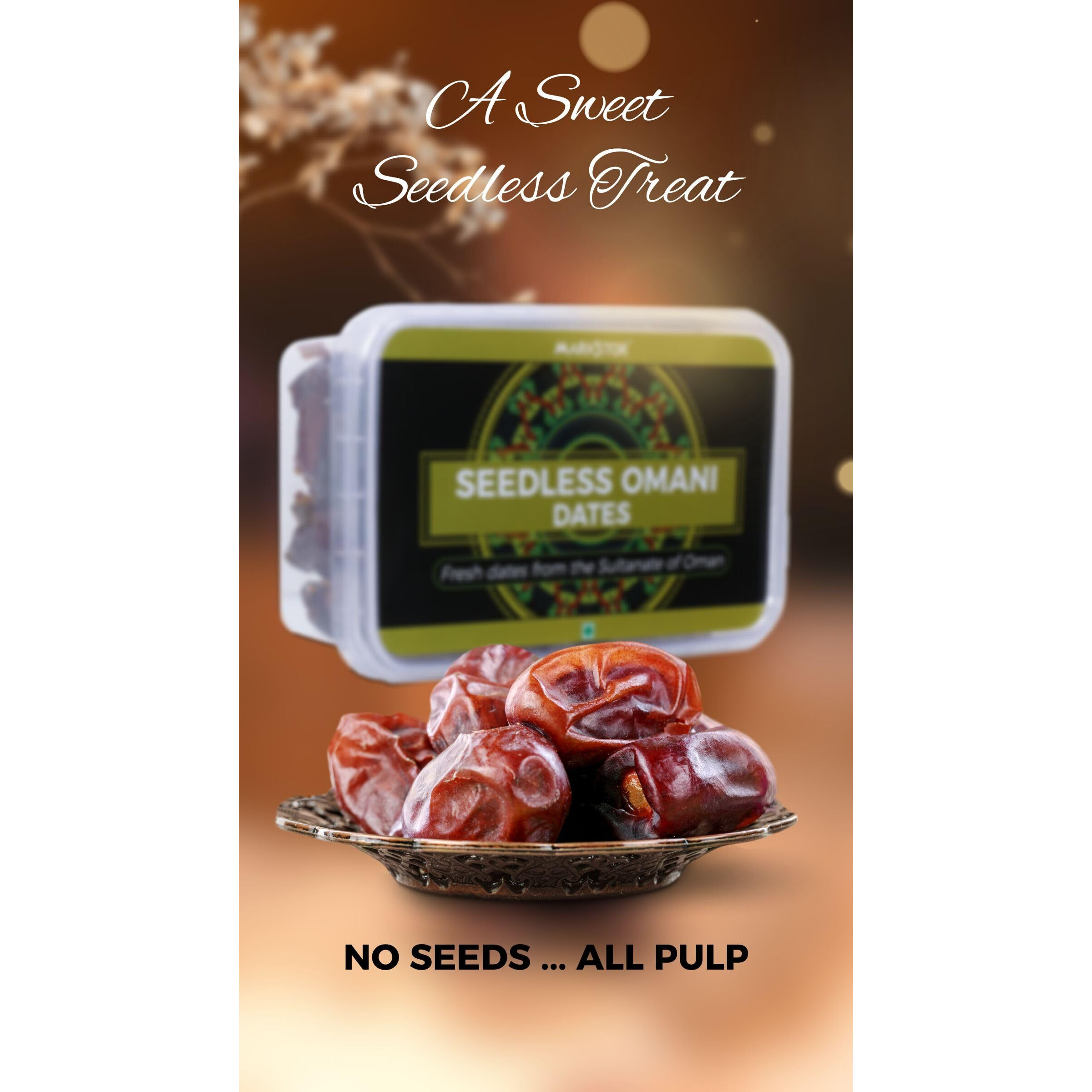 MARKSTOR Seedless Omani Dates (Khajoor/Khajur) -300 Grams - Premium Selection - No Cholesterol No Added Sugar Dates Dry Fruits, fresh
