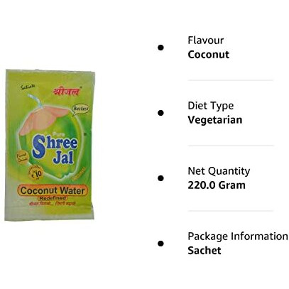 Shreejal Coconut Water Mix Pack of 20 Sachets, (11 Gram Each)