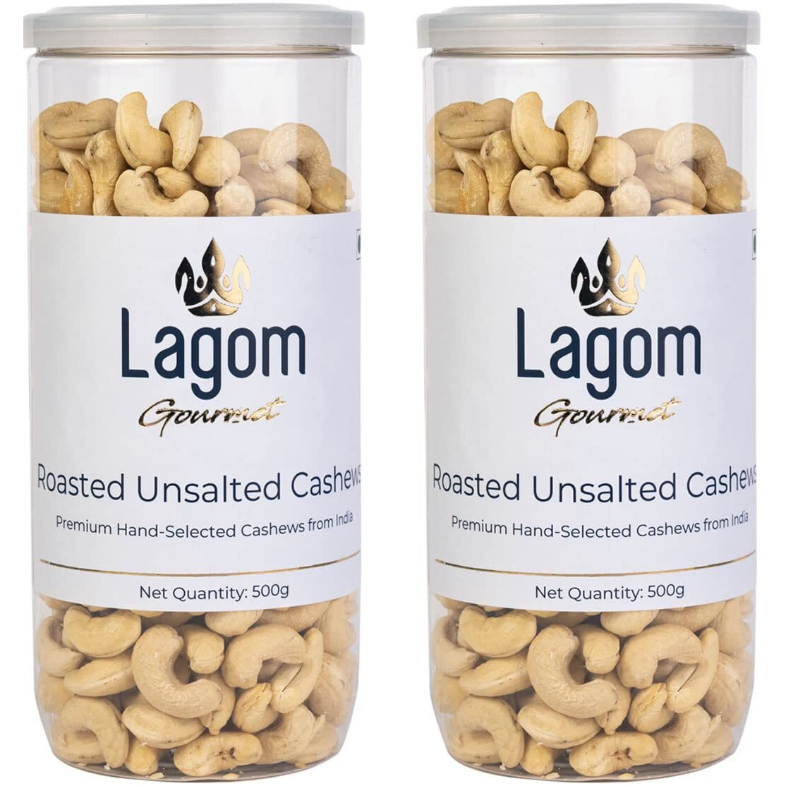 Lagom Gourmet Roasted Unsalted Cashew Nuts 1 Kg | No Salt | Dry Roasted | No Oil Used | Roasted To Perfection | No Preservatives | No Artificial Flavors | Plant Based | Nuts Dry Fruits