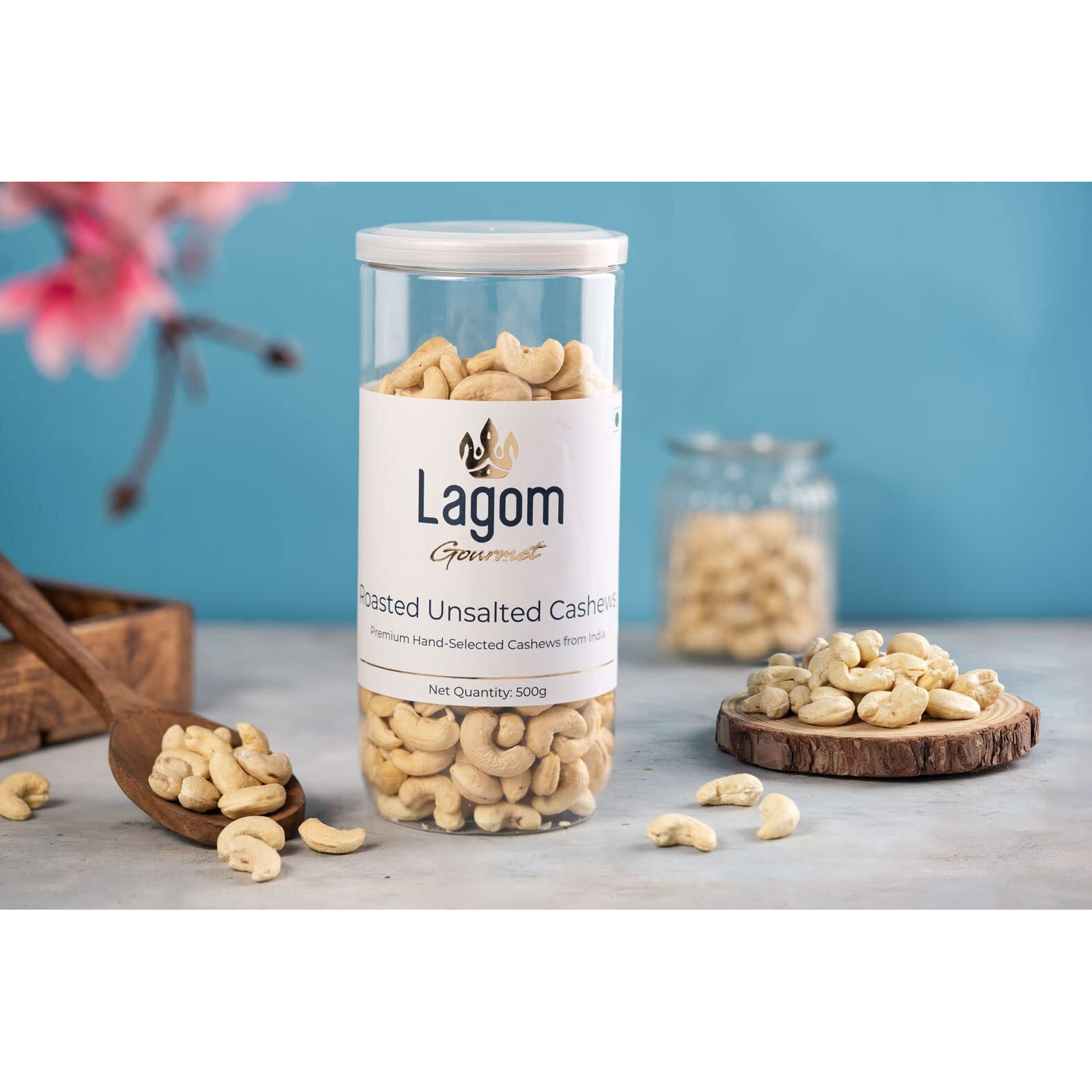 Lagom Gourmet Roasted Unsalted Cashew Nuts 1 Kg | No Salt | Dry Roasted | No Oil Used | Roasted To Perfection | No Preservatives | No Artificial Flavors | Plant Based | Nuts Dry Fruits