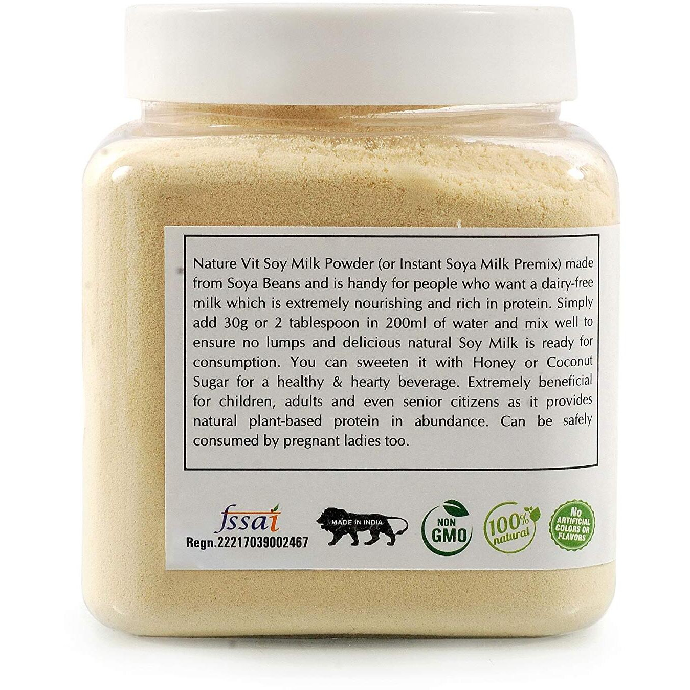 NatureVit SOYA Milk Powder, 300g [Plant-Based/Vegan Milk Alternative, Non-GMO & 49% Protein & Sugar Free]
