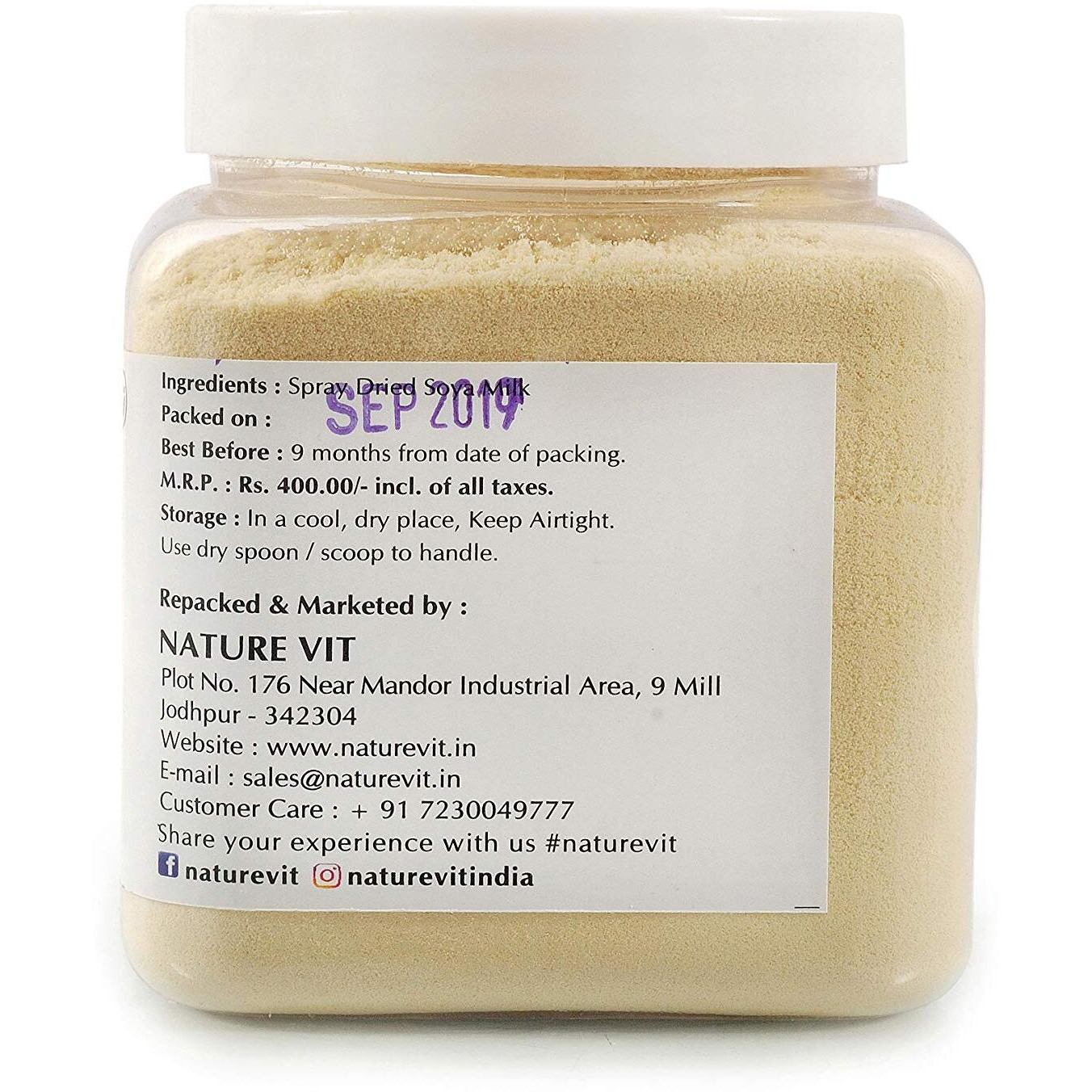 NatureVit SOYA Milk Powder, 300g [Plant-Based/Vegan Milk Alternative, Non-GMO & 49% Protein & Sugar Free]