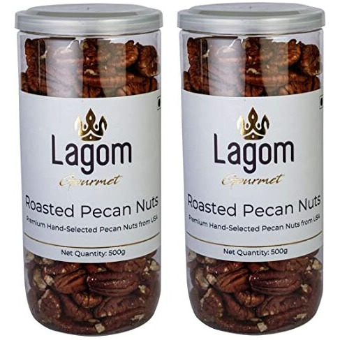 Lagom Gourmet Roasted Pecan Nuts 1 kg | No Salt | Dry Roasted | No Oil Used | All Natural | No Preservatives | No Additives | Gluten Free | Vegan | Plant Based | Non GMO | Nuts Dry Fruits