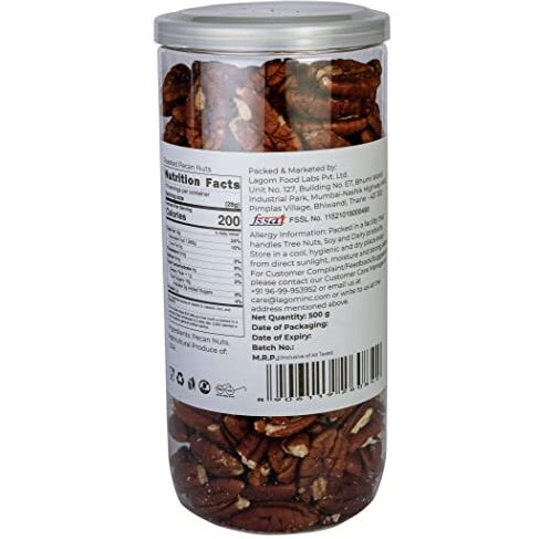 Lagom Gourmet Roasted Pecan Nuts 1 kg | No Salt | Dry Roasted | No Oil Used | All Natural | No Preservatives | No Additives | Gluten Free | Vegan | Plant Based | Non GMO | Nuts Dry Fruits