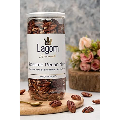 Lagom Gourmet Roasted Pecan Nuts 1 kg | No Salt | Dry Roasted | No Oil Used | All Natural | No Preservatives | No Additives | Gluten Free | Vegan | Plant Based | Non GMO | Nuts Dry Fruits
