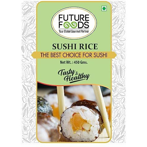 Future Foods Premium Japanese Sushi Rice | Short Grain | Healthy & Rich In Iodine | Sugar Free & Gluten Free | Cholesterol & Fat Free | Supports Digestion | Helps Boost Immune System 450 gram