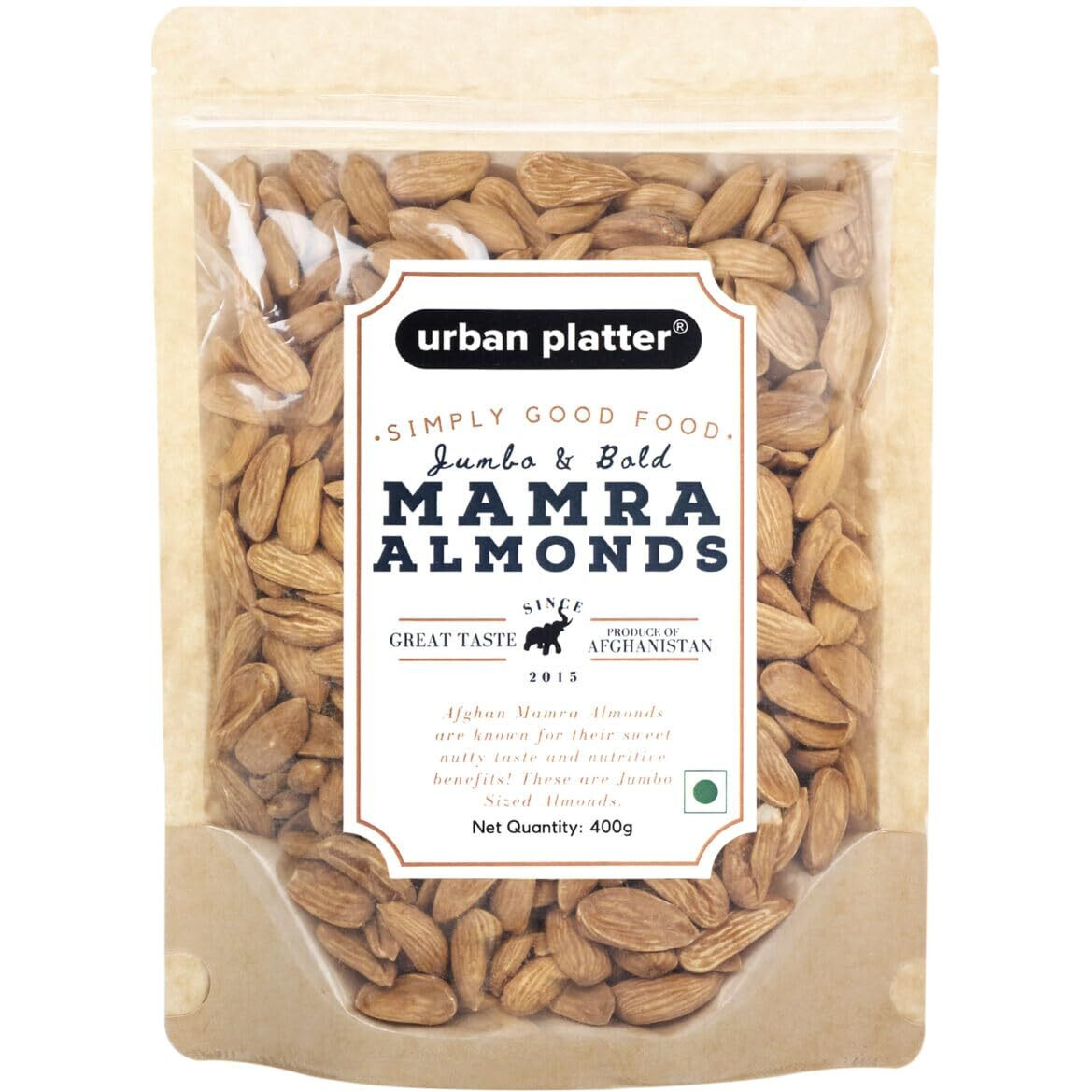 urban platter Jumbo & Bold Mamra Whole Almonds, 400 gram