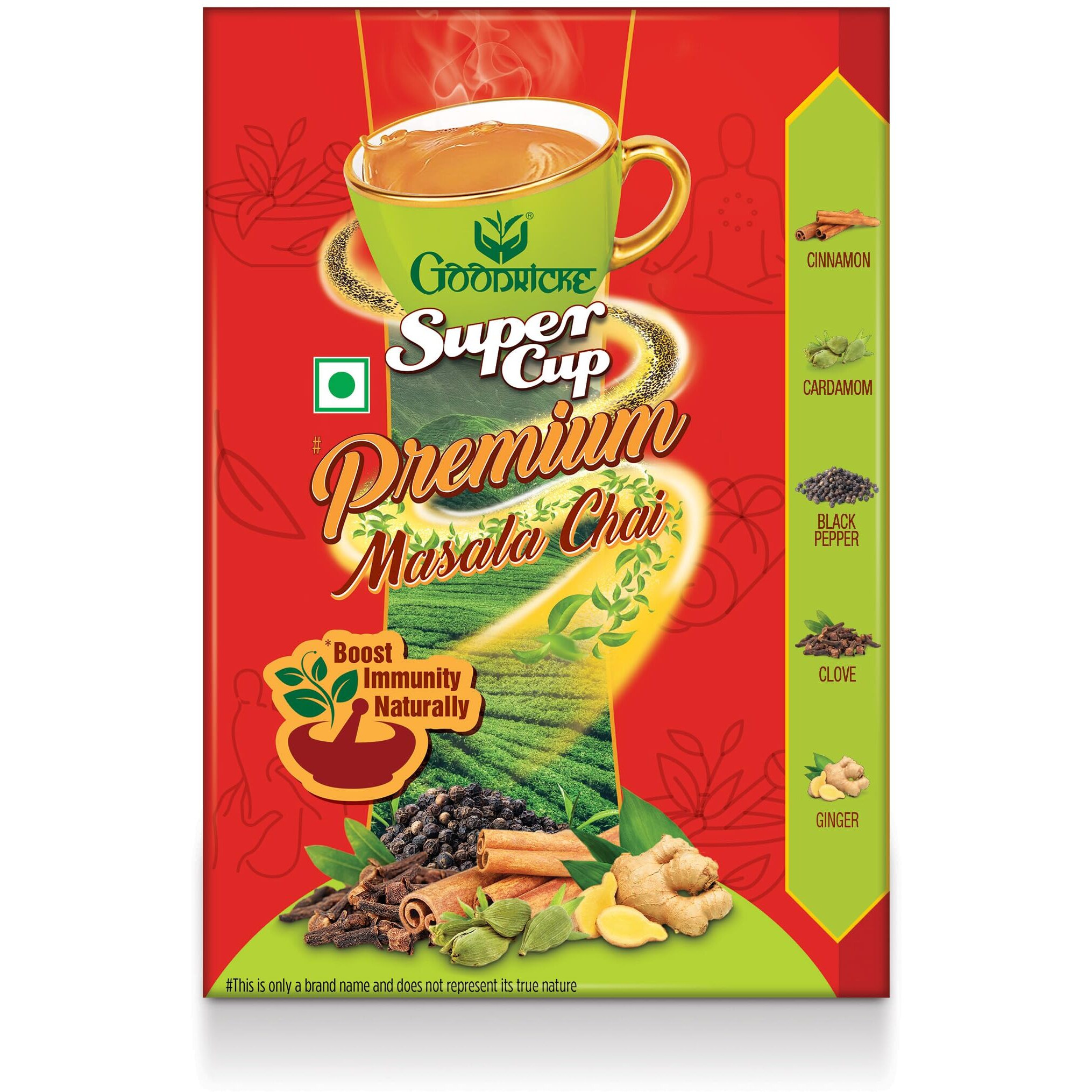 GOODRICKE Supercup Premium Masala Chai Tea Granules 250Grams 100% Natural Spices-Ginger,Clove,Black Pepper,Cinnamon&Cardamom Immunity Booster Assam Tea Masala Chai Chai Patti Chai Masala Tea