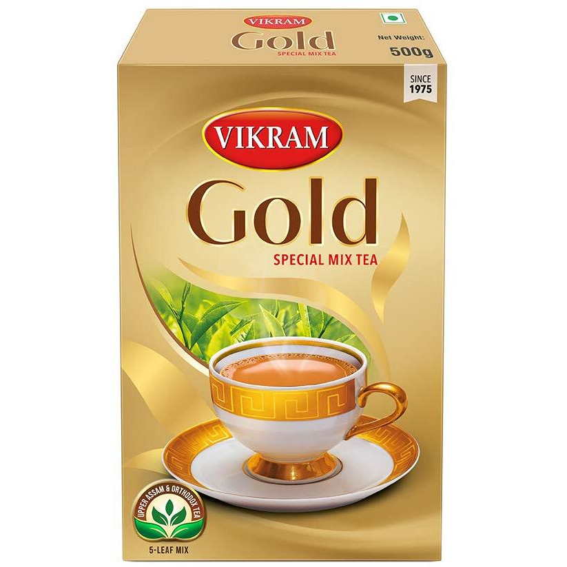 VIKRAM Gold Special Mix Tea | Blended With 5 Unique Types Of Leaves From Upper Assam And Enriched With Orthodox Tea Leaves | Rich & Aromatic Chai | Balck Tea - 500 Gram
