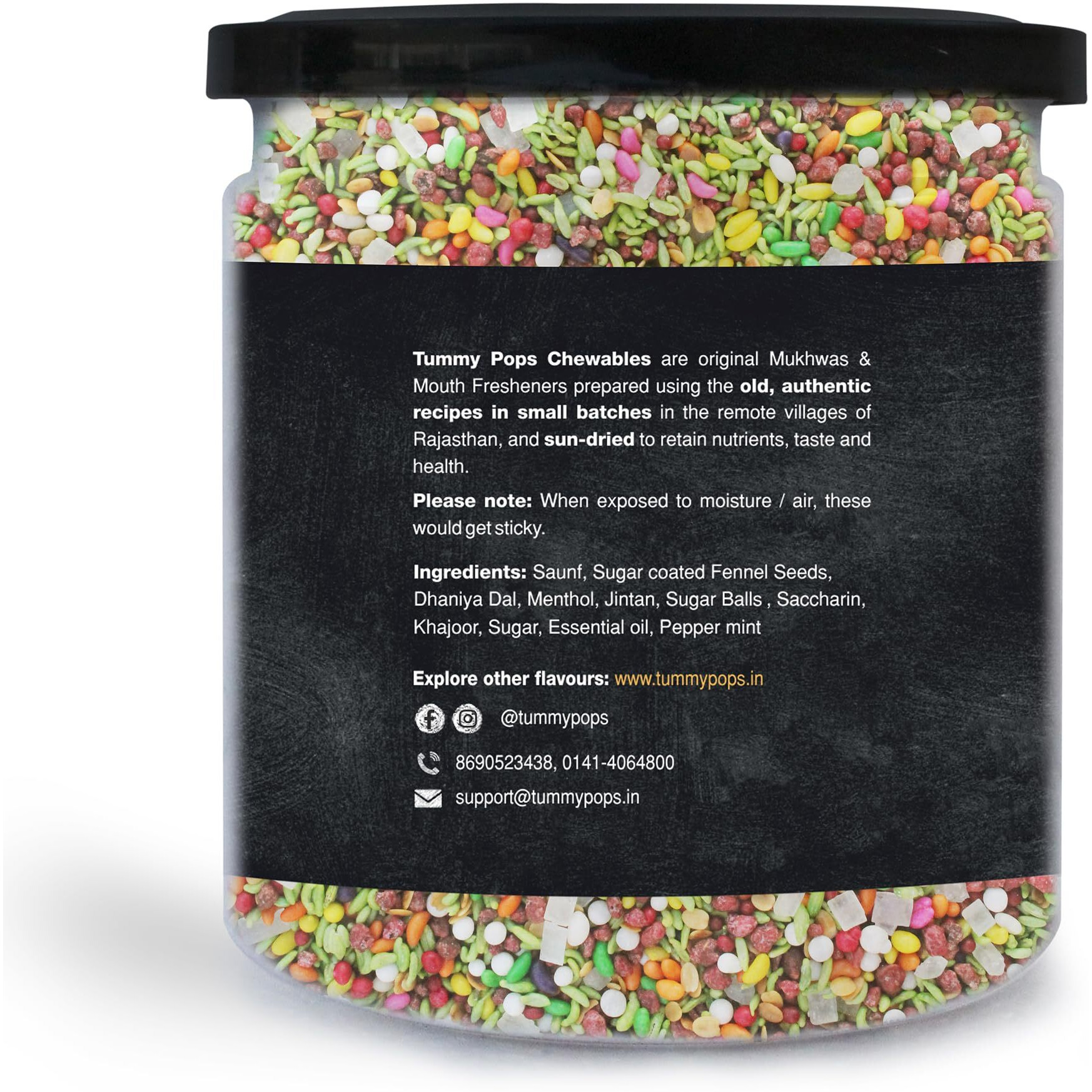 Tummy Pops | Rajasthani Saunf Mix - 350gm Jar | Handmade & Sun-dried After Meal Digestives Mukhwas Mouth Fresheners, Sweet Fennel Seeds Saunf Mouth Fresheners | Hygienically Prepared & Packed