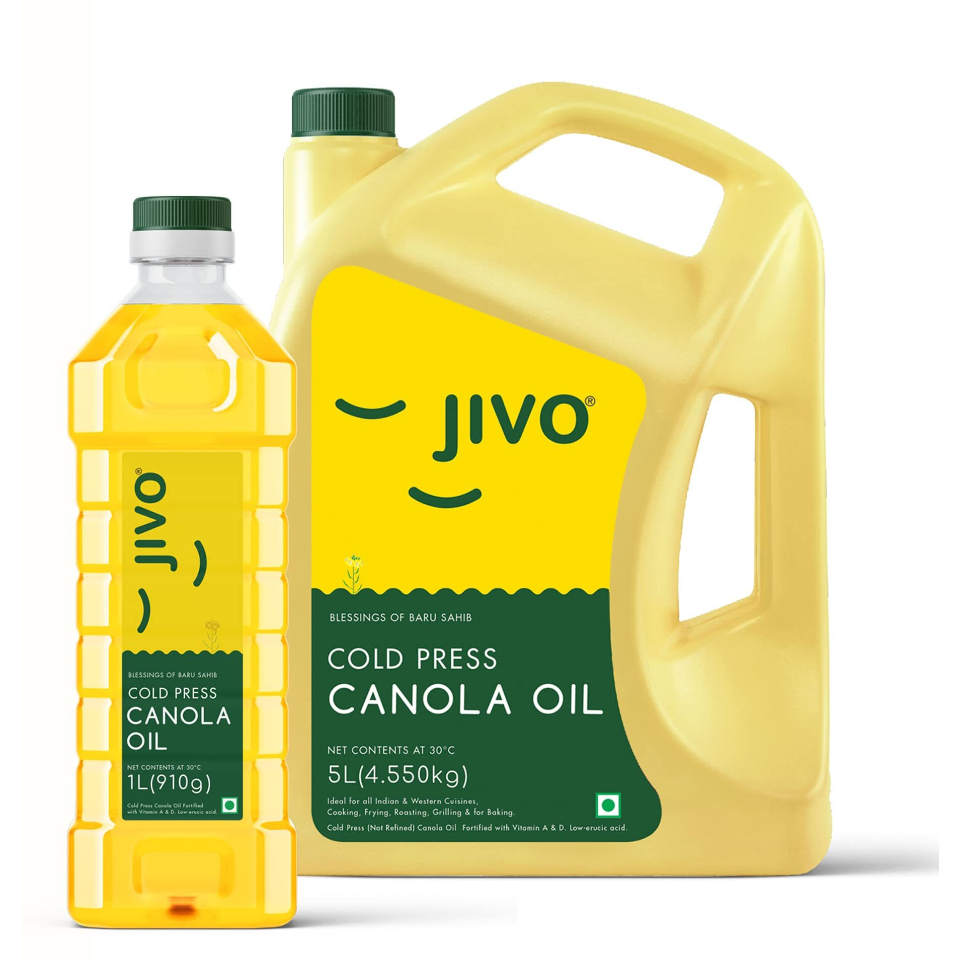 JIVO Canola Cold Pressed Edible Oil 5 Litres with 1 Litre | Premium Healthy Cooking Oil for Daily Use | Ideal for Roasting, Frying, Baking, and All Types of Cuisines (Pack of 2)