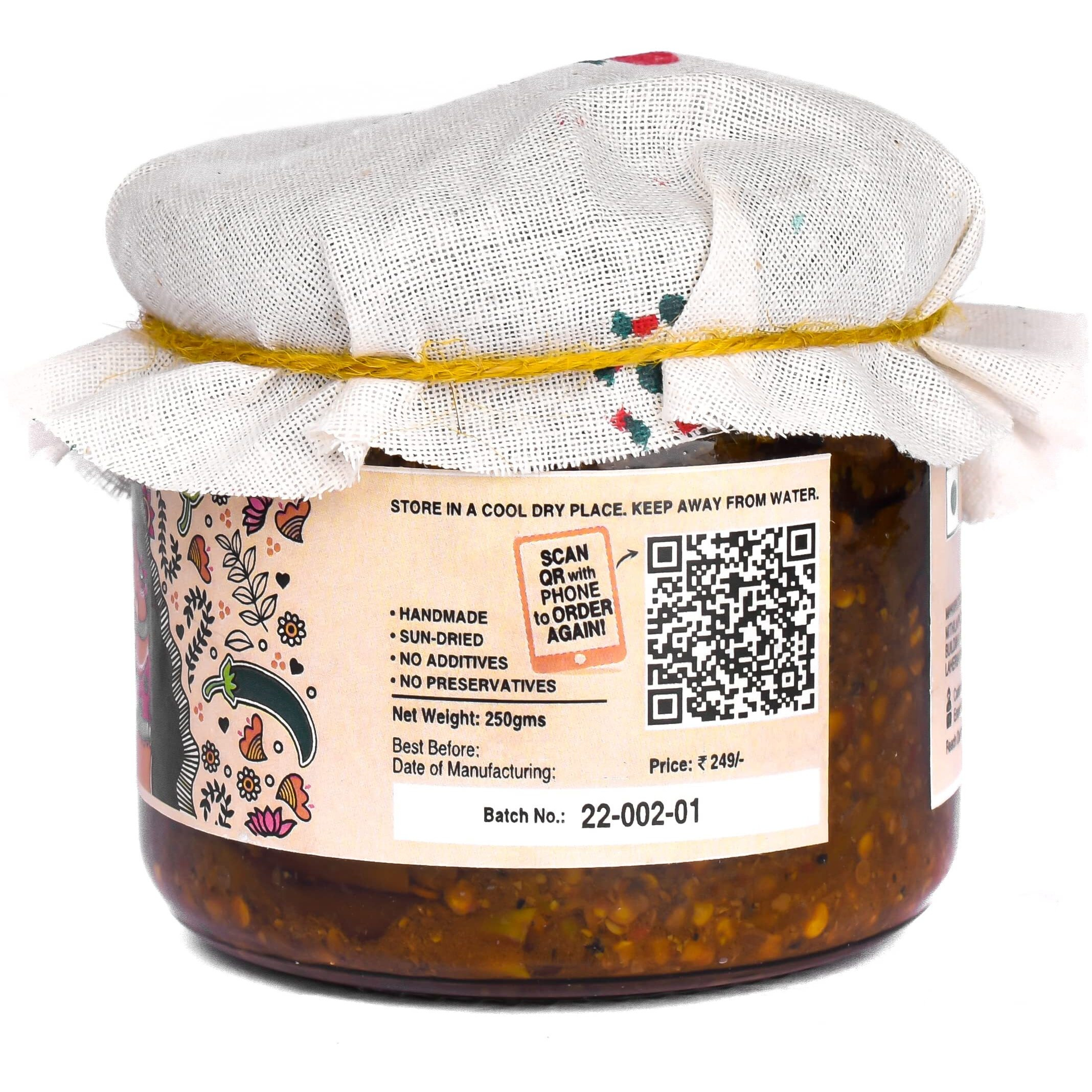 JhaJi - Taste of Mithila Stores Spicy Green Chili Pickle|Hari Mirch Ka Teekha & Khatta Achaar |Hot, Tangy, Sour, & Spicy | Bihari-Style Homemade|Sun-Dried. No Artificial Preservatives & Colors, 250g