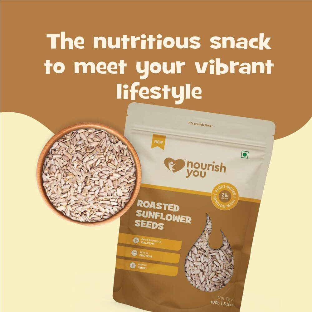 Nourish You Roasted Sunflower Seeds | Fibre Rich Seeds | Diet Food | Non-GMO | Healthy snacks | Nutrients rich | High in protein |100 GM