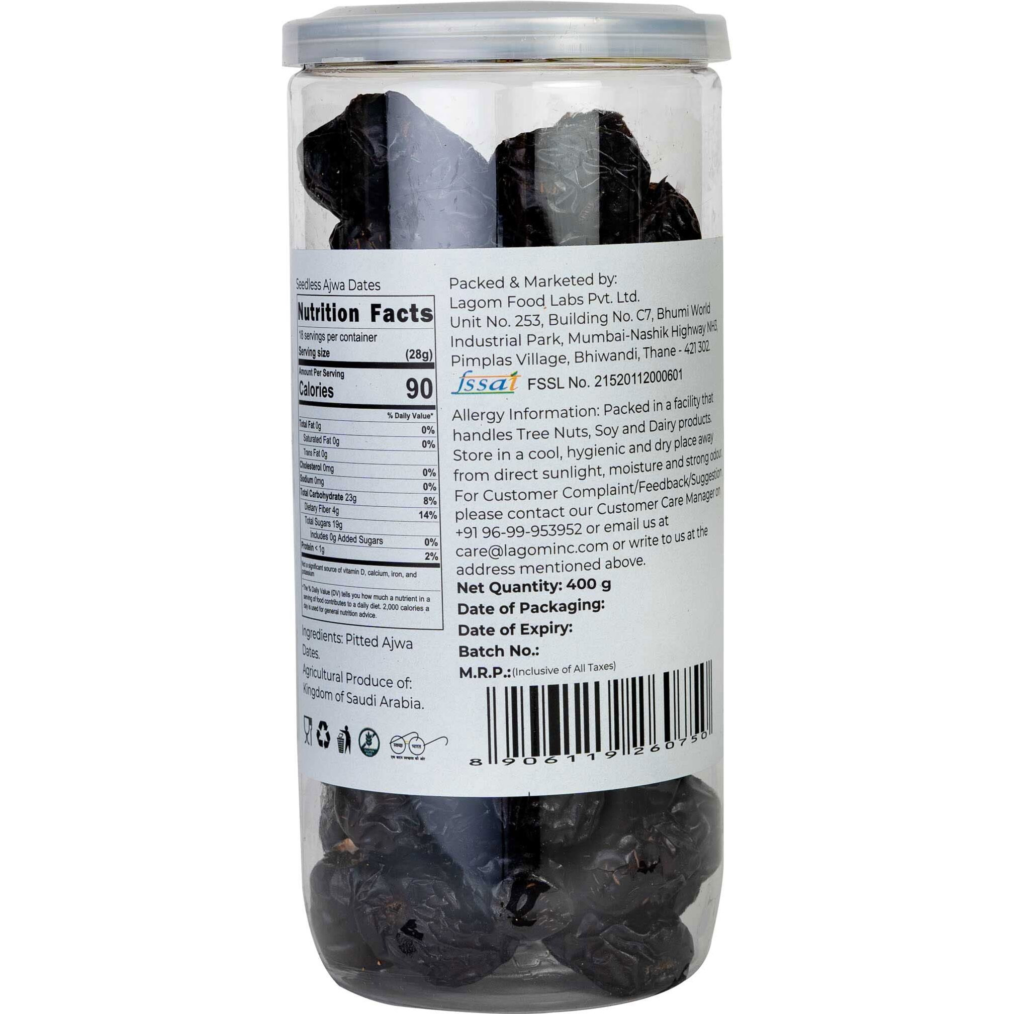 Lagom Gourmet Seedless Ajwa Dates 800G,Saudi Arabia Dates,All Natural,No Preservatives,No Added Sugar,Gluten Free,Vegan,Plant Based,Non Gmo,Dates Dry Fruits,Khajur,Khajoor,Khejur