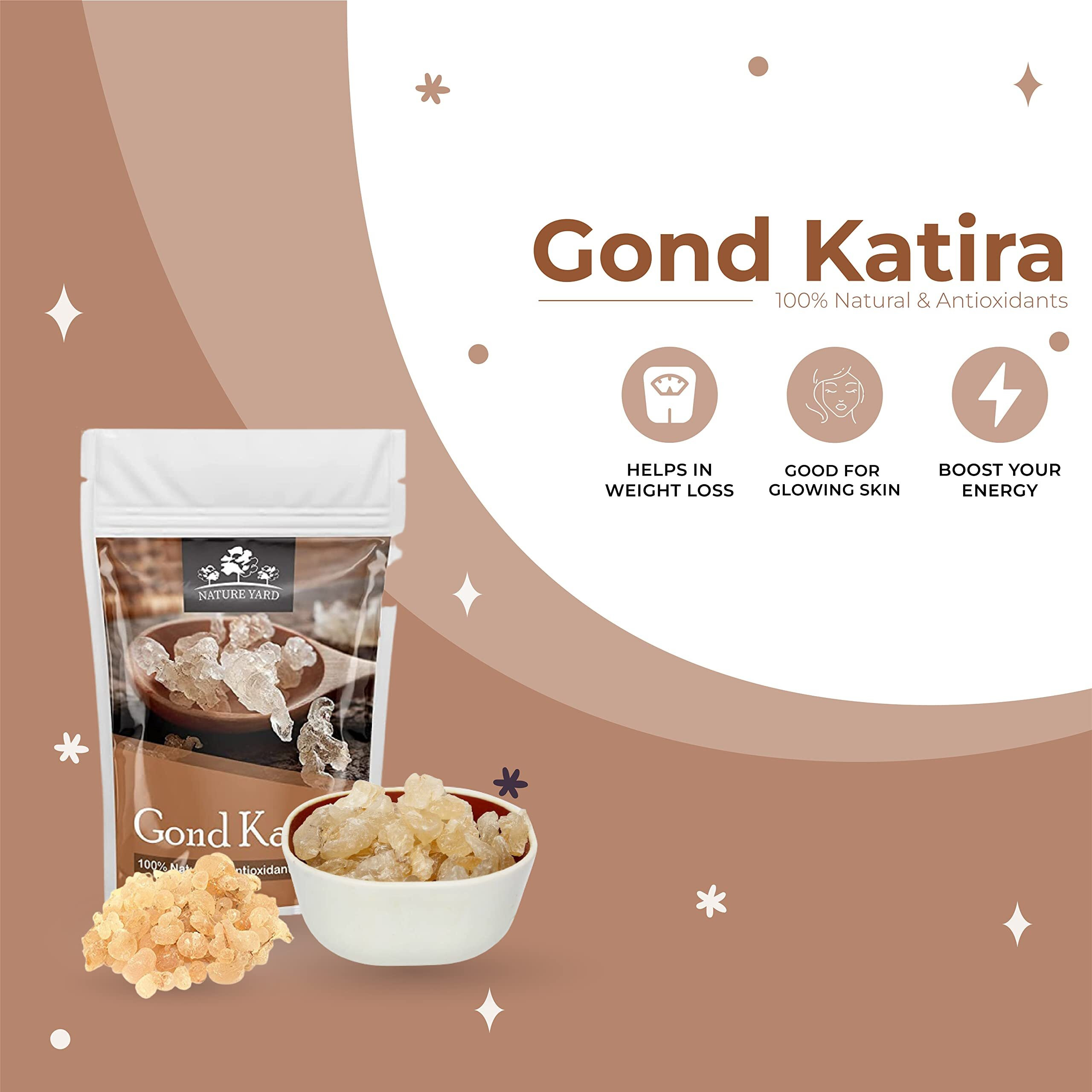 NATURE YARD Gond Katira Pure Organic (Edible gum) tragacanth Crystals - 2 kg - 100% Natural Superfood with Cooling Properties | Almond Gum | Badam Pisni | Chahar Gond