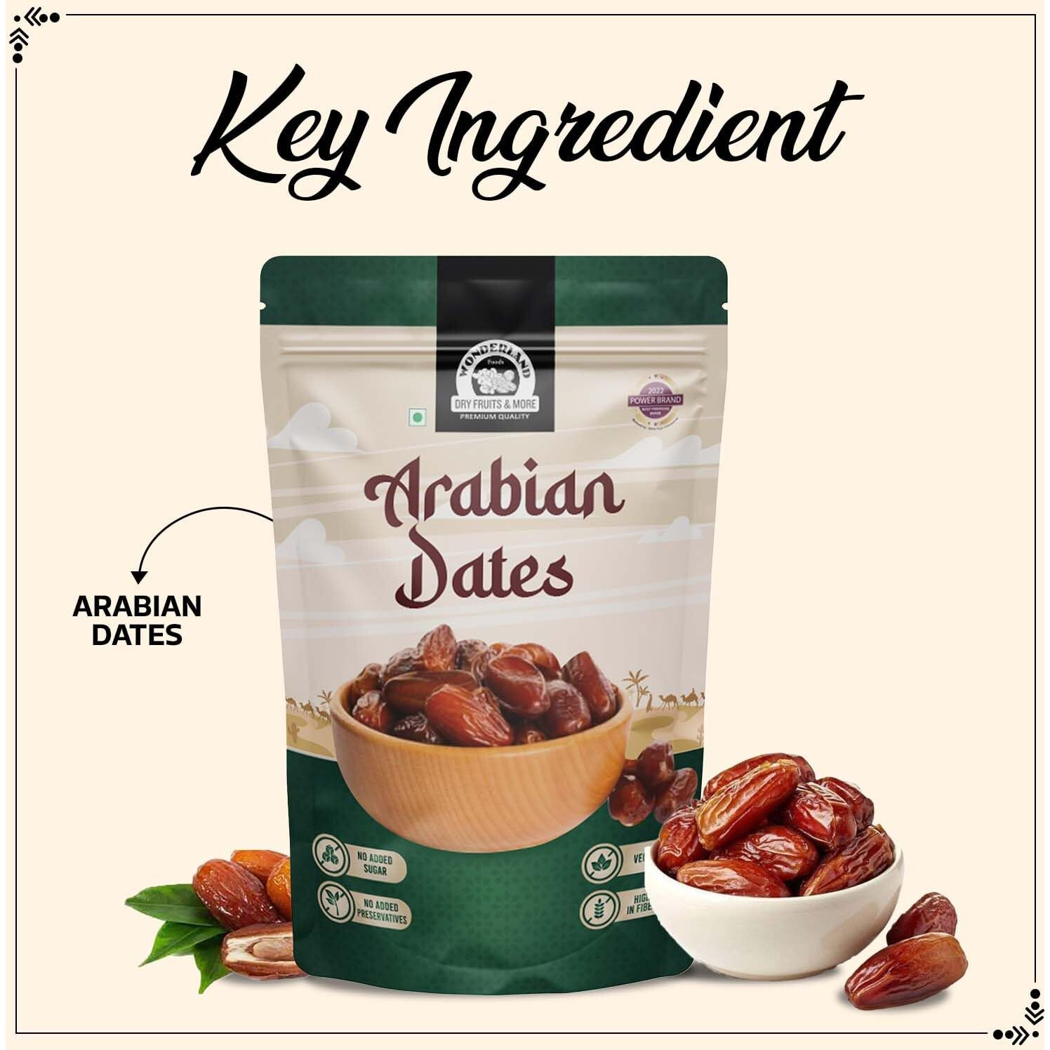WONDERLAND FOODS (DEVICE) Premium Fresh Arabian Dates 250Gm,Soft And Chewy Texture Khajur, Khajoor, No Preservatives, No Added Sugar, Rich In Iron, Fibre & Vitamins