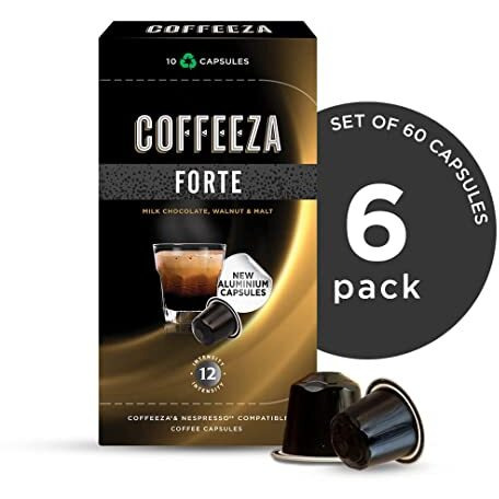 Coffeeza Forte Aluminium Coffee Capsules, Intensity  12/10 - Nespresso Compatible Coffee Pods (Box of 60)