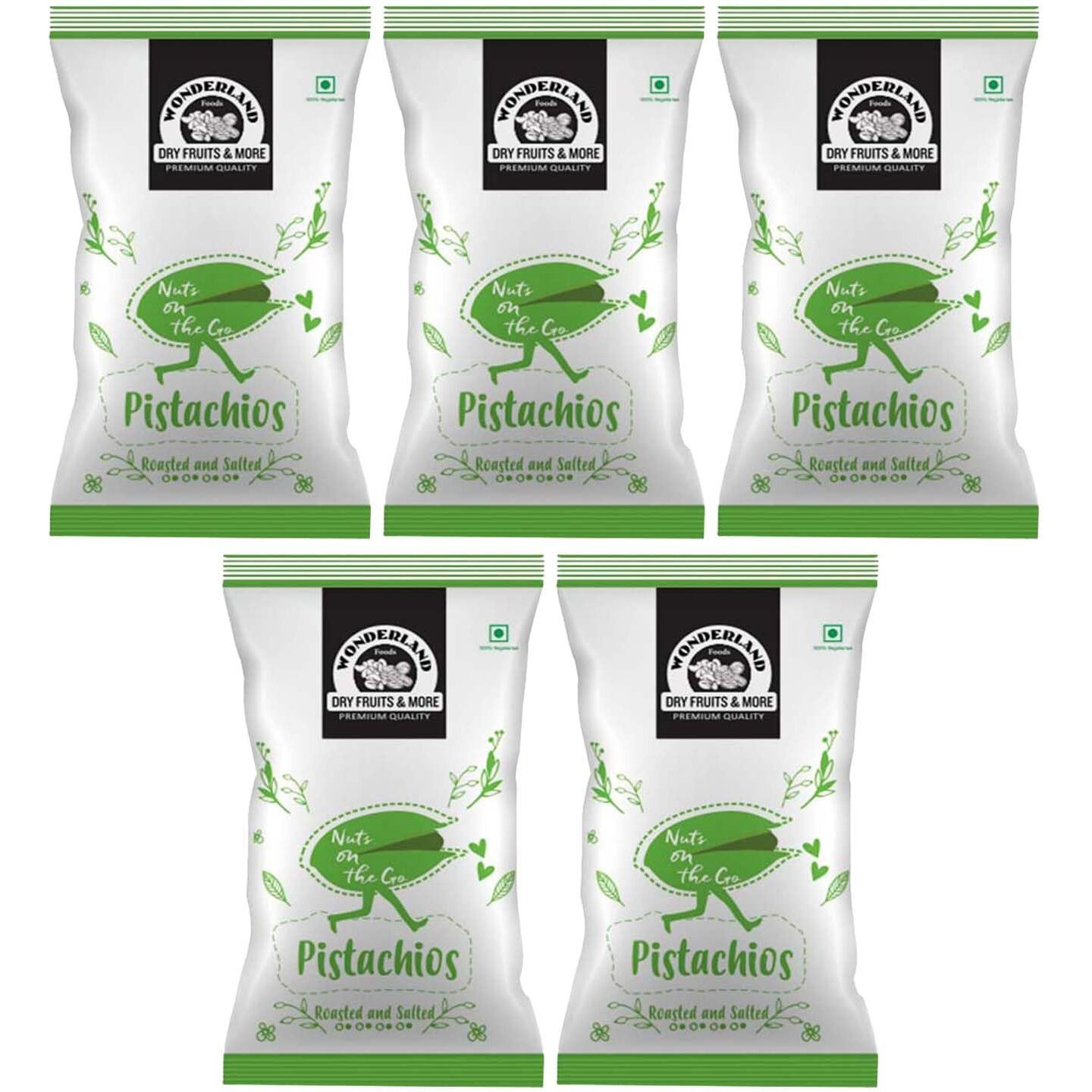 WONDERLAND FOODS (DEVICE) Dry Fruits I American California Roasted & Salted Pistachios (Pista) 150G I (30G X 5) Pouch Combo Pack