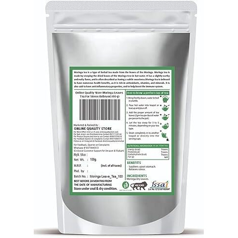 Online Quality Store Moringa Leaves - 100g |Moringa Dry Leaf, Dried Drumstick Tree Leaves, Natural Super-Food  For Making Herbal Tea, Smoothies, Soups - multiuse