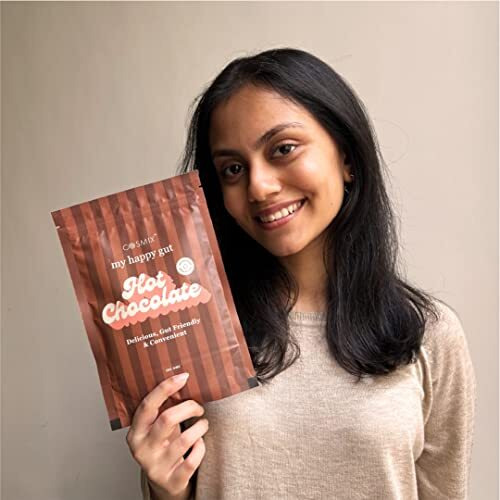 Cosmix My Happy Gut Hot Chocolate | For Improved Digestion & Overall Gut Health | Zero Refined Sugar, No Preservatives | Vegan | Just add water & Enjoy | 2x200 gm - Makes upto 14 Cups each.