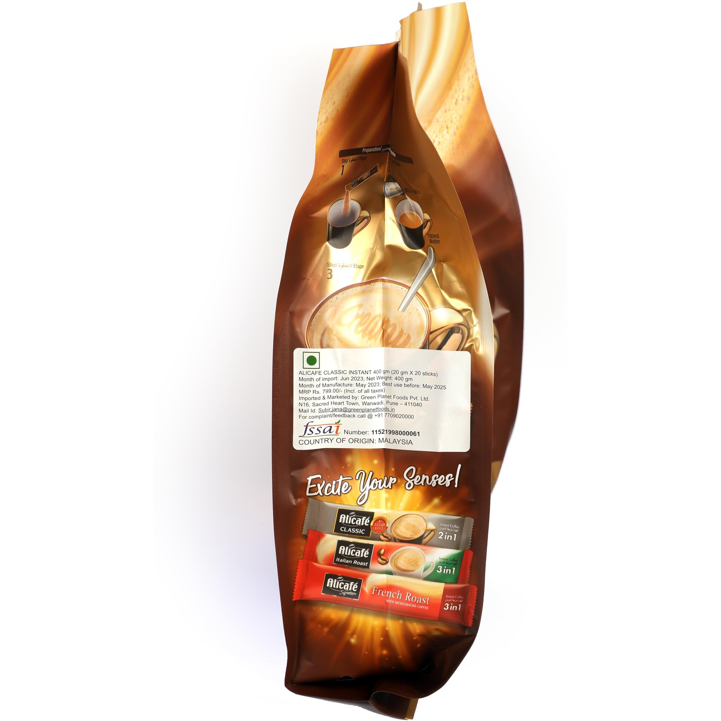 Alicafe Classic Coffee- Instant Coffee 3 in 1 (Coffee Premix)  400gm (20gm sachets X 20)