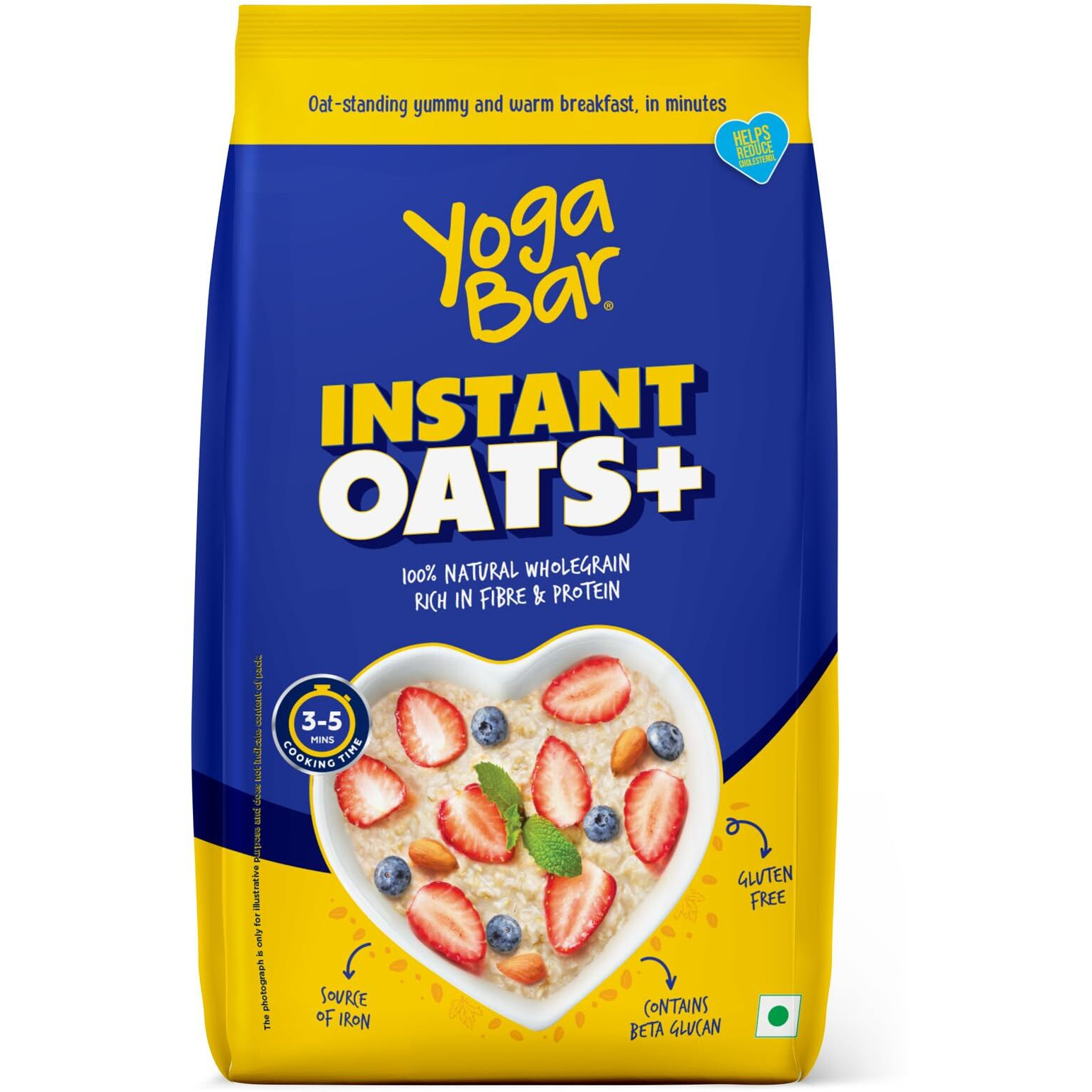 Yogabar Instant Oats 1Kg | Premium Oats, Ready To Cook, Gluten Free Peanut Butter Oats With High Fibre, 100% Whole Grain, Non-Gmo