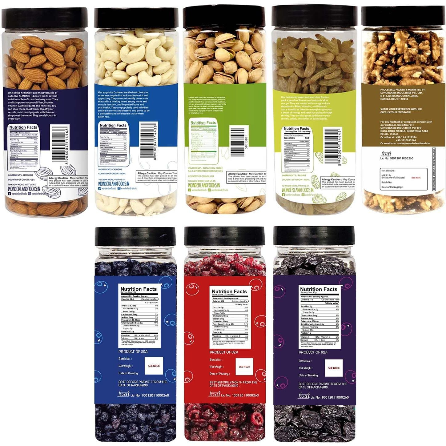 WONDERLAND FOODS (DEVICE) Healthy Immunity Dryfruits Combo Almond 500 Gram, Cashew 500 Gram, Pista 500 Gram, Raisin 500 Gram, Walnut 350 Gram Blueberry 250 Gram, Sliced Cranb