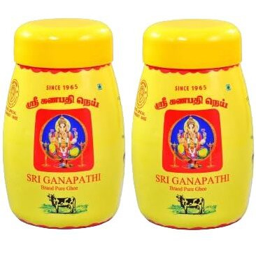 Sri Ganapathi Ghee - Pure Cow Desi Ghee - Pack of 2 (1 litre Jar)