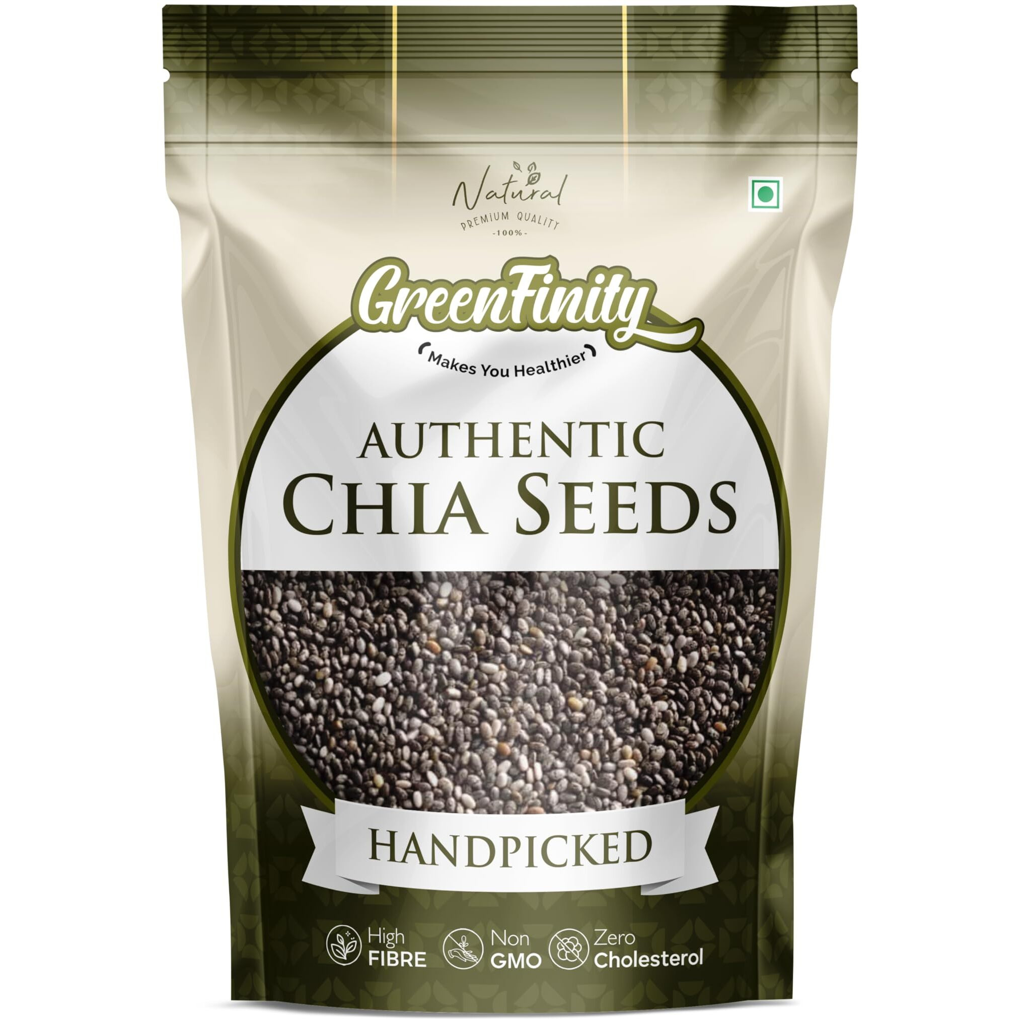 GreenFinity Chia Seeds 700 Gram, Healthy Snacks Omega-3 Seeds for Eating Non-GMO and Fibre Rich Seeds Good for Weight Loss/Management, Jar Pack.