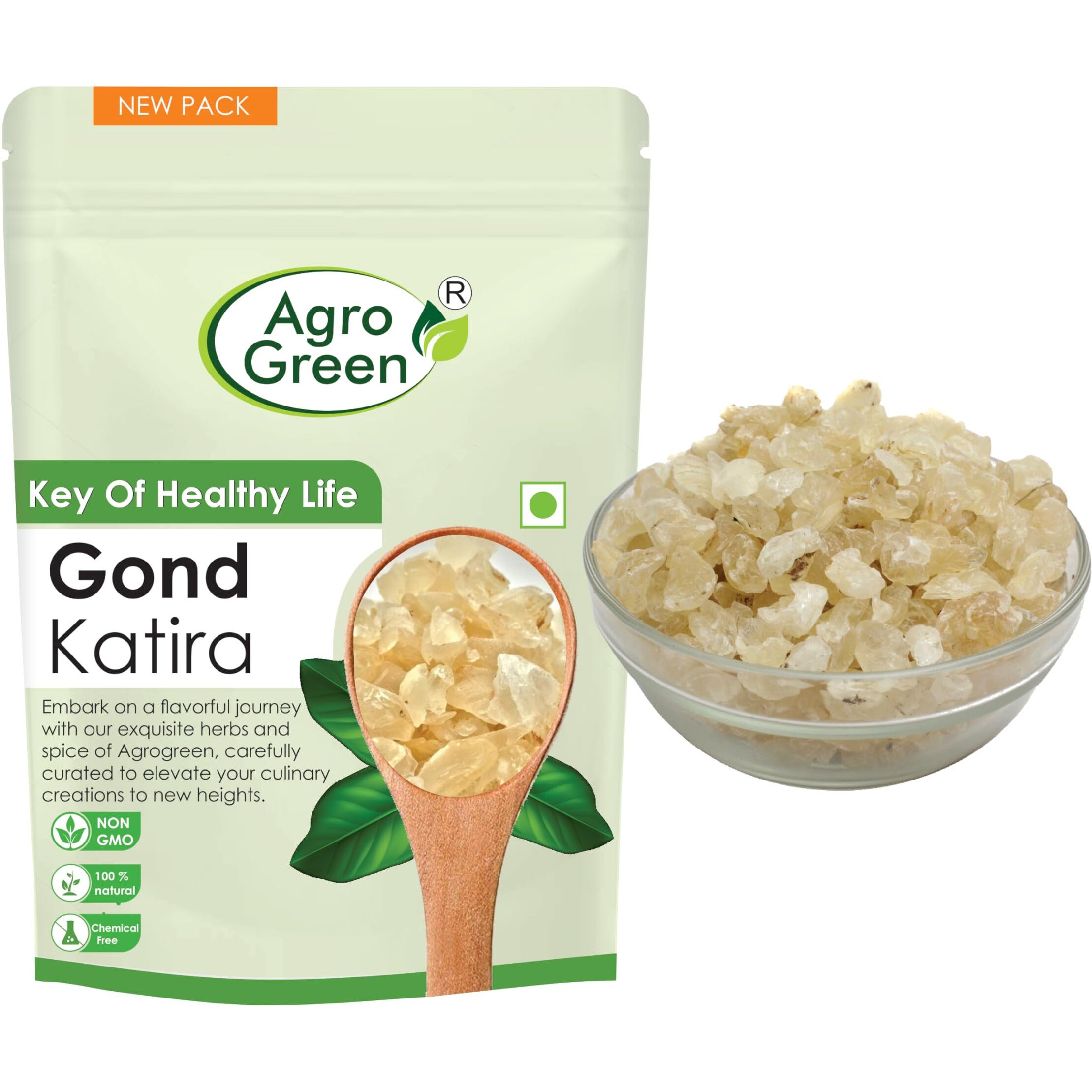 Agrogreen Gond Katira 100% Pure And Nutural - Tragacanth Gum High Cooling Properties - Edible Gond Katira - (200 GM)