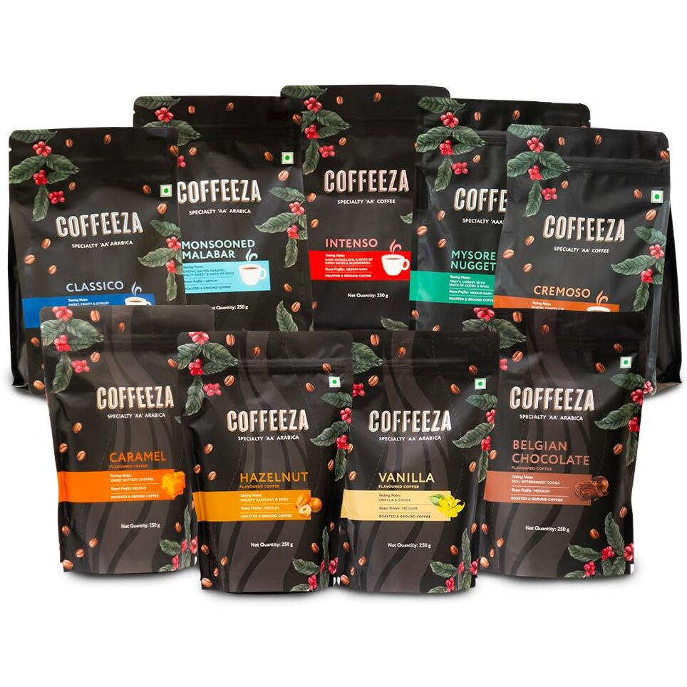 Coffeeza Ground Coffee Bundle Collection Pack of 9 AA Specialty Coarse Grind Ground Coffee (French Press & Cold Brew) | 9x250g